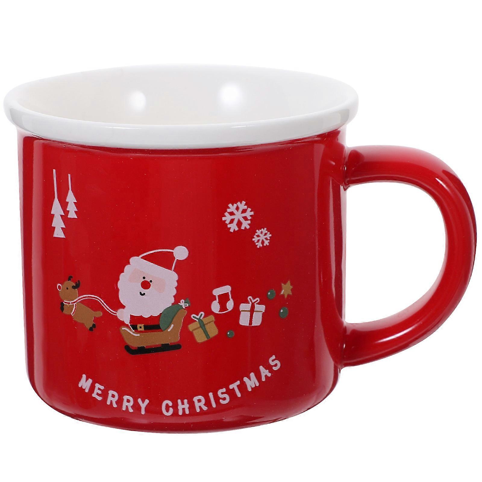 Ceramic Chocolate Mug Round Handle Smooth Surface Christmas 1Pack