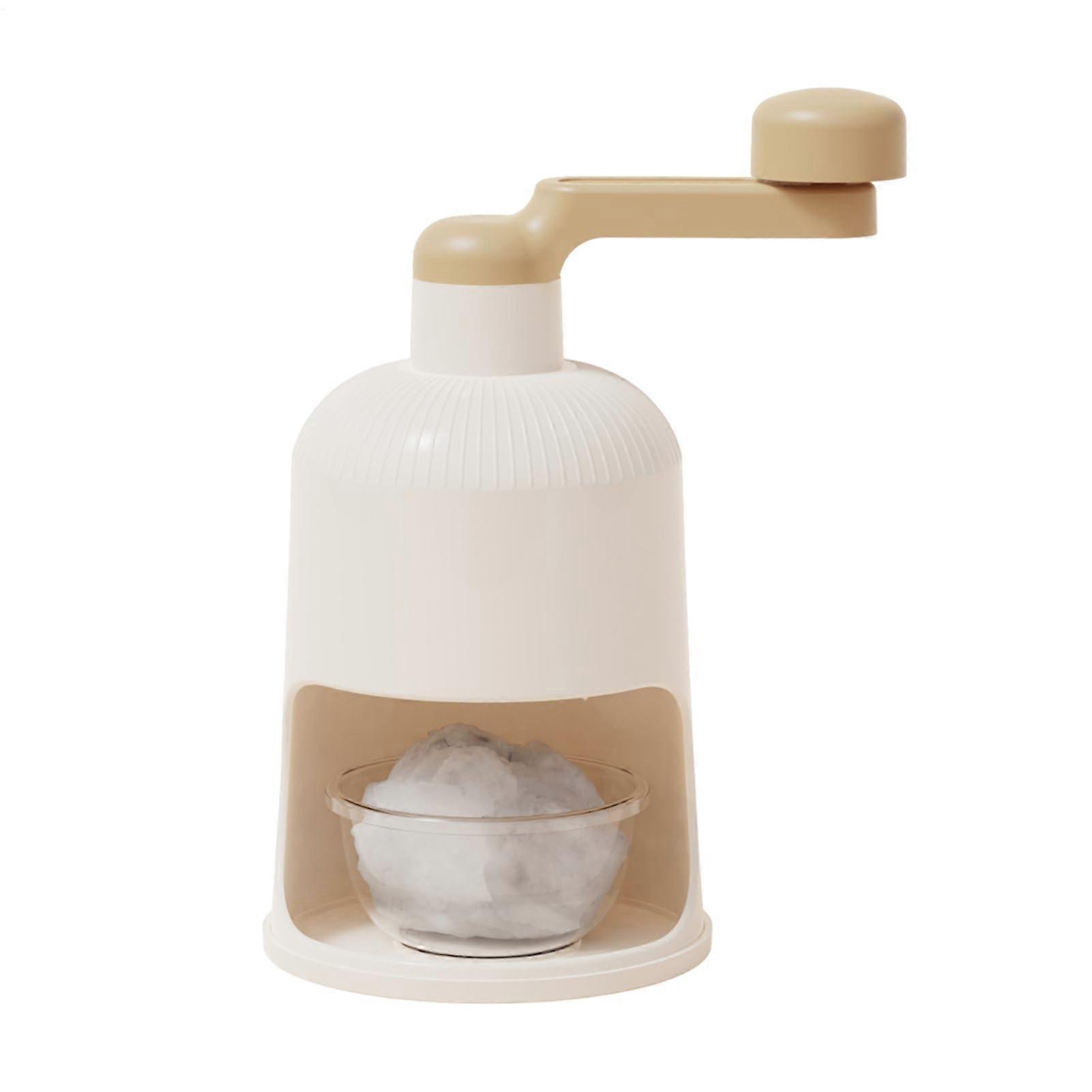 Crushed Ice Machine - Manual Snow Cone Maker, Handcrafted Ice Crusher for Homemade Cocktails, Beige, Household Use