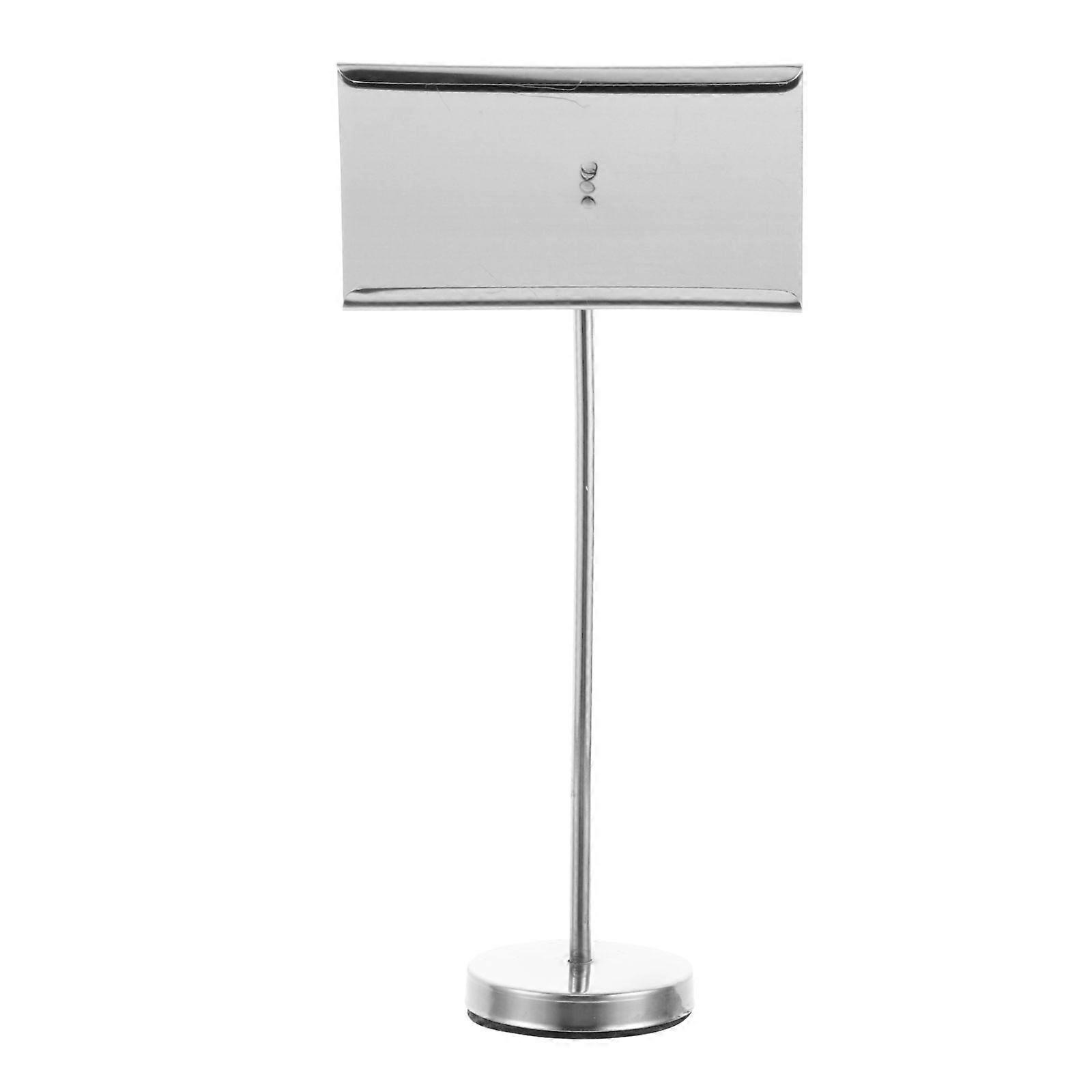 Stainless Steel Table Card Holder for Restaurant Use Silver Menu Sign Stand with Round Base