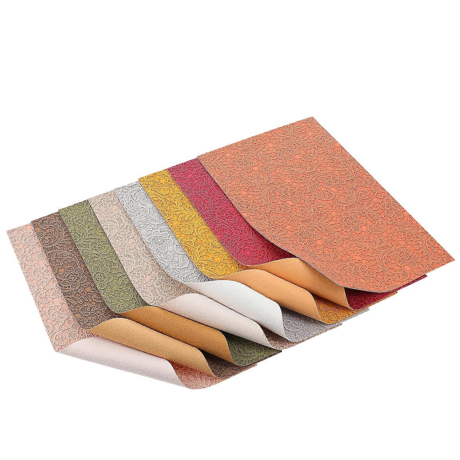 Craft Making Diy Leather Sheets Flower Pattern Assorted Color 32X20cm 8Pack