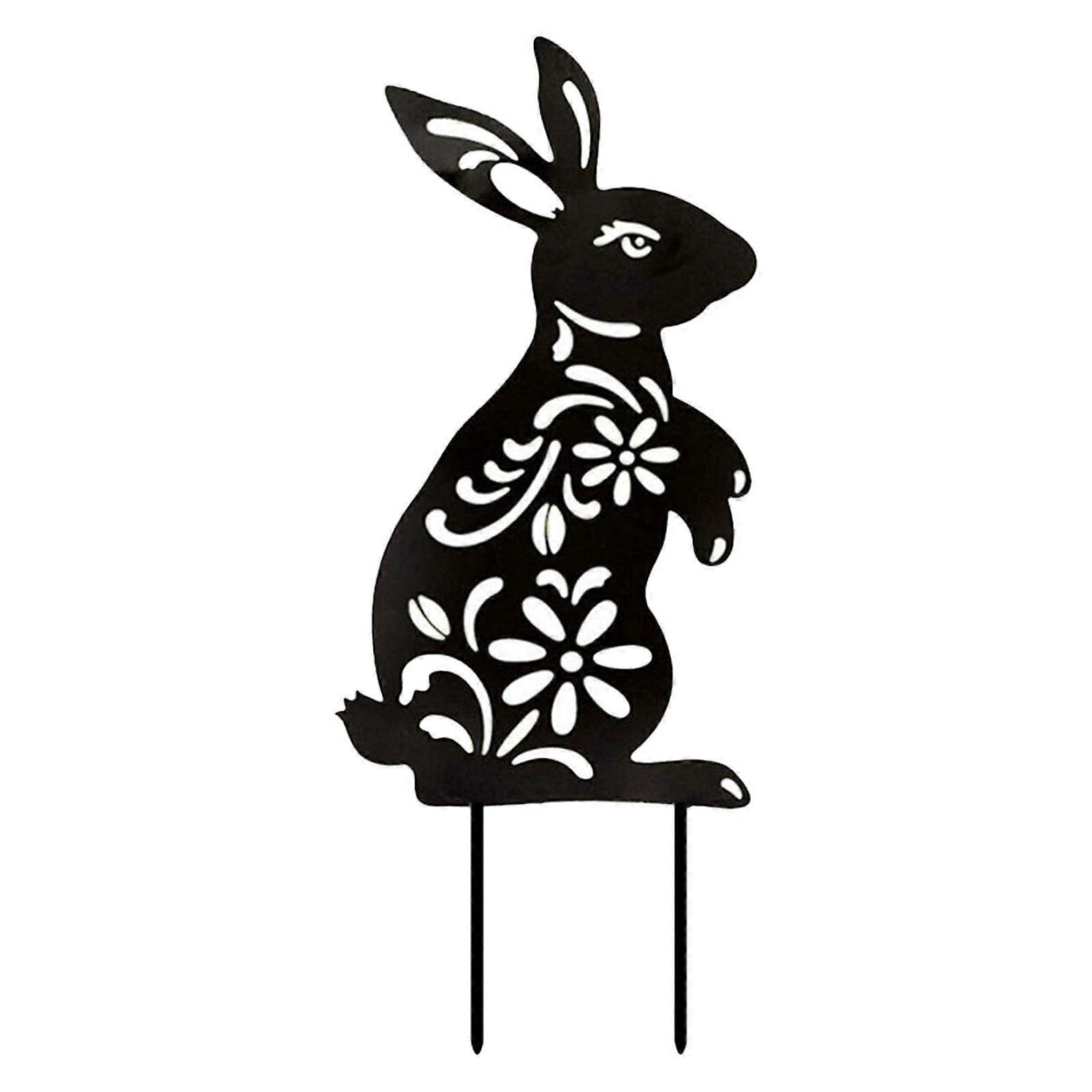 Garden Stake Easter Bunny Acrylic Outdoor Decor Rabbit Figure Black Tree Stake