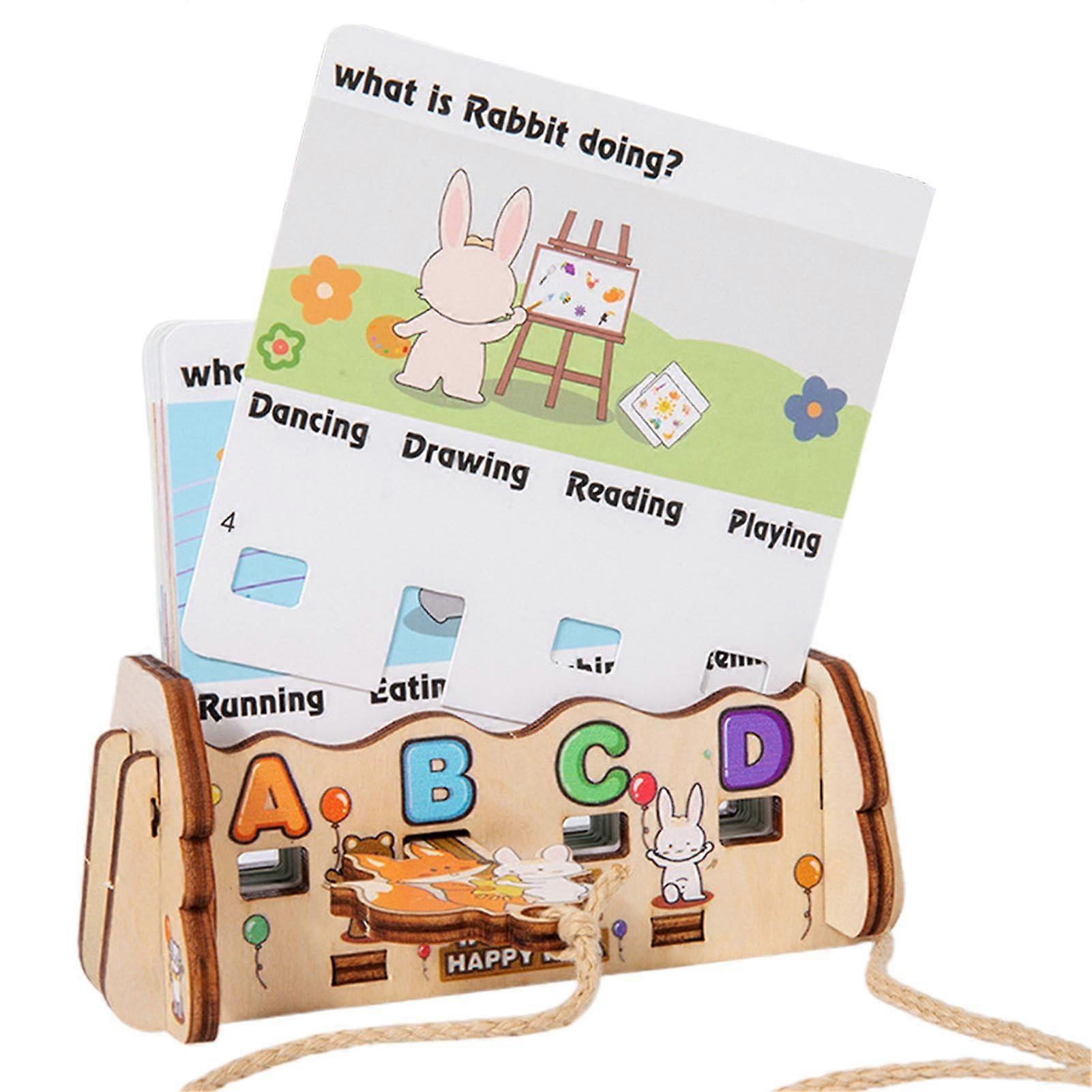 Word Decryption Game Wooden Word Learning Games 250g Word Learning Toys for Home School Interactive Word Question Cards Toy for Children Aged 3