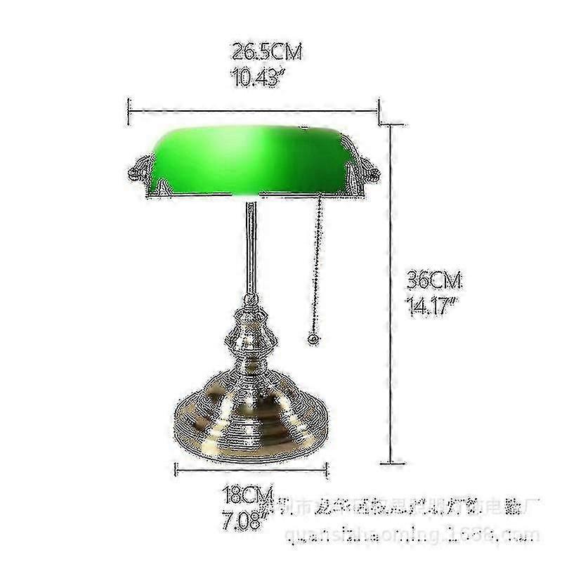 Vintage Table Lamp Suitable for Office, Library, Study, and Bedroom, Featuring a Green Shade and Classic Design