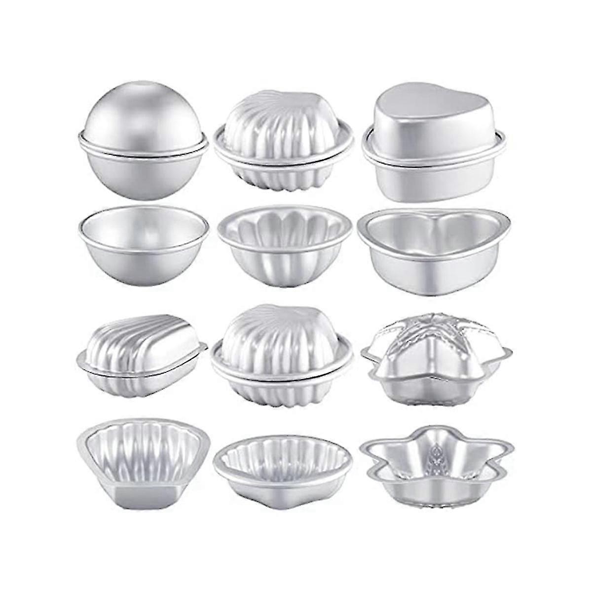 DIY Bath Bomb Molds Set - 12 Pieces with 6 Unique Shapes for Crafting Homemade Soaps & Bath Fizzies Press Tools