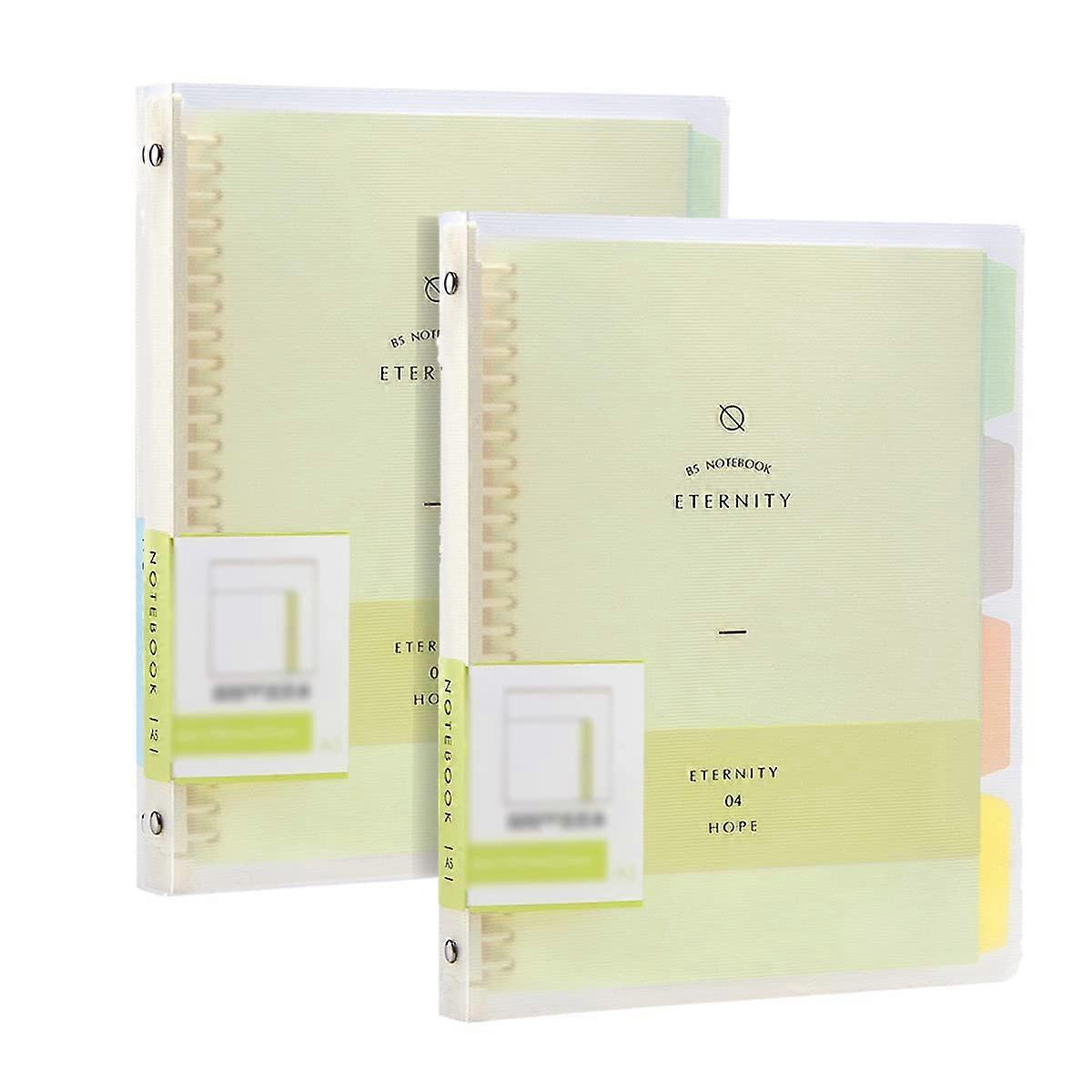 Pack of 2 A5 Spiral Dotted Notebook, PP Loose Leaf Notebook Translucent with FourColour Index Label Ref: 8902