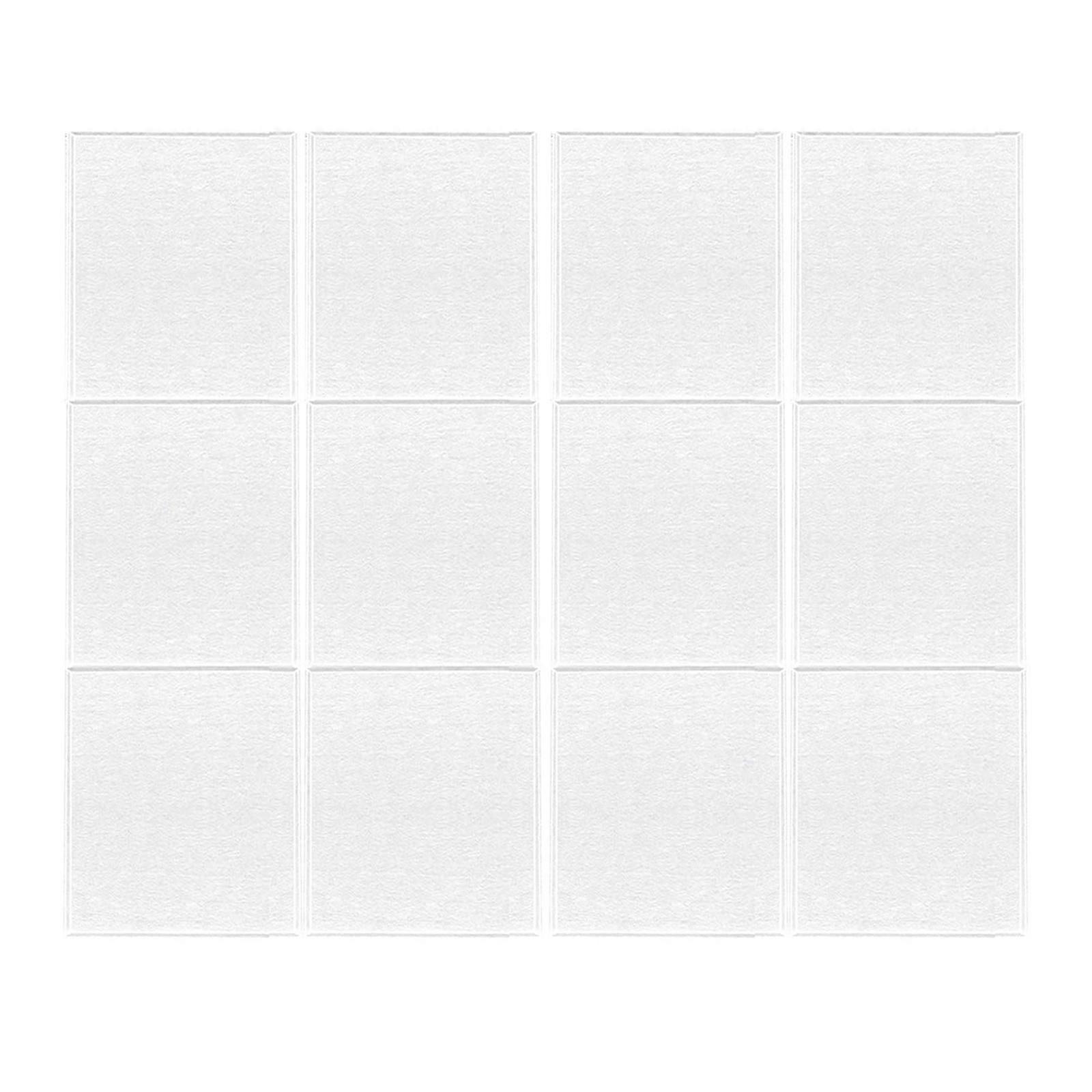 Set of 12 Acoustics Foam Wall Panels Square Noise Reduction Panels Soundproof Wall Panels for Kids Rooms and Offices White