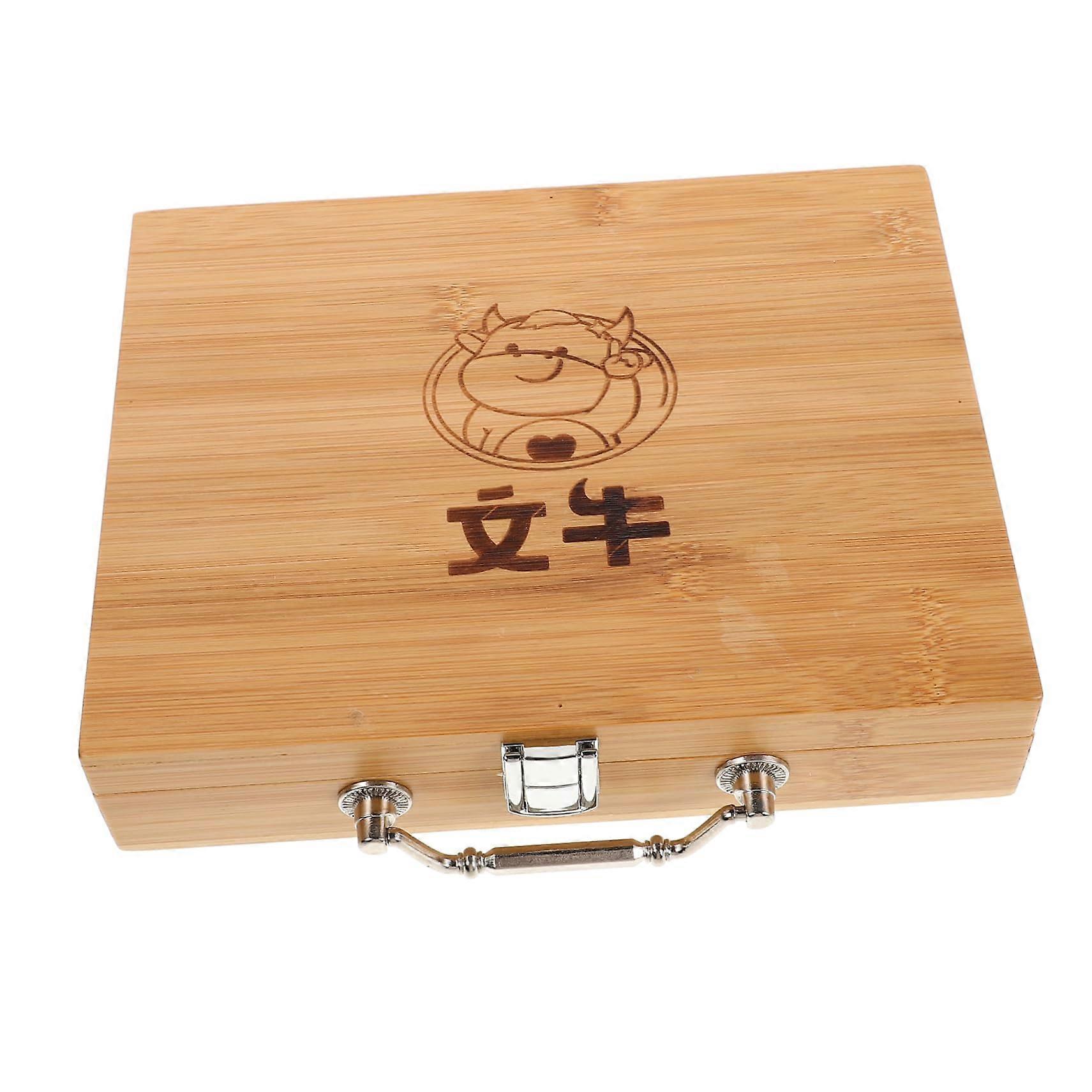 Mini Mahjong Box with Vintage Mahjong Tiles, Chinese Mahjong Organiser for Game Storage, Compact Mahjong Case for New Year