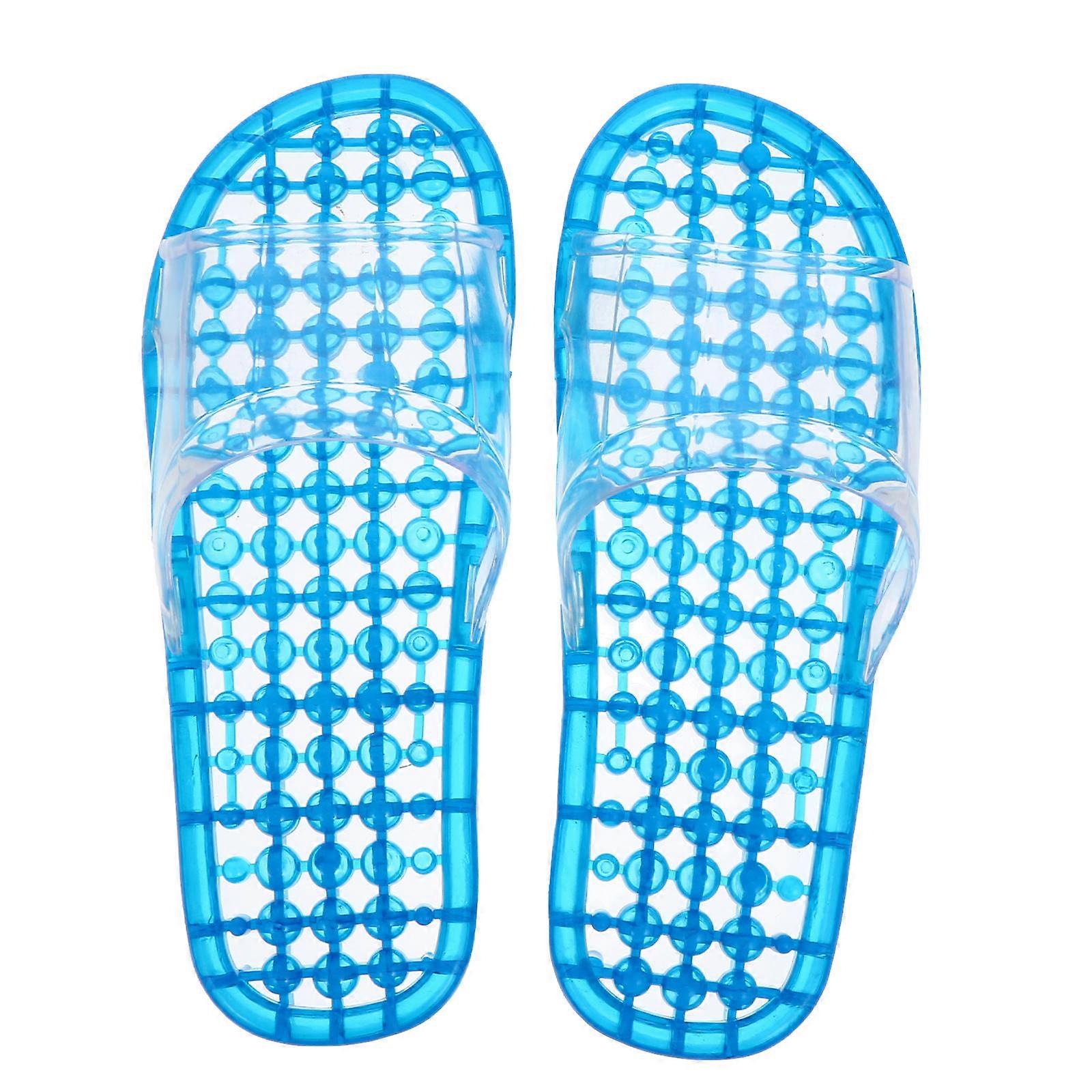 Blue Massaging Slippers with Hollowedout Design for Comfortable Home Use Lightweight and Quick Drying 1 Pair