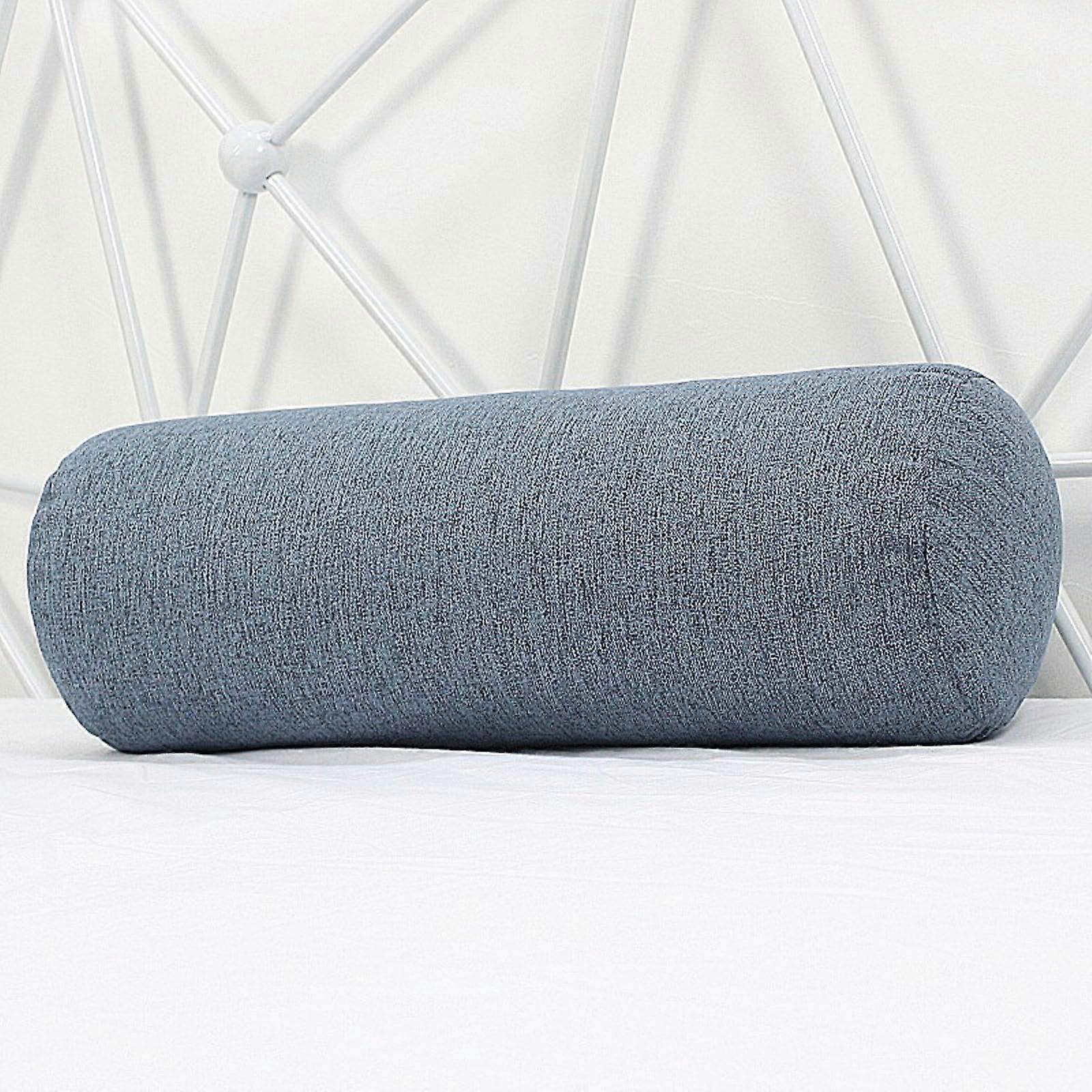 Almofada de Pescoço de Linho Respirável com Capa Removível 20x120cm Azul Claro Azul Claro 8x47inch/20x120cm