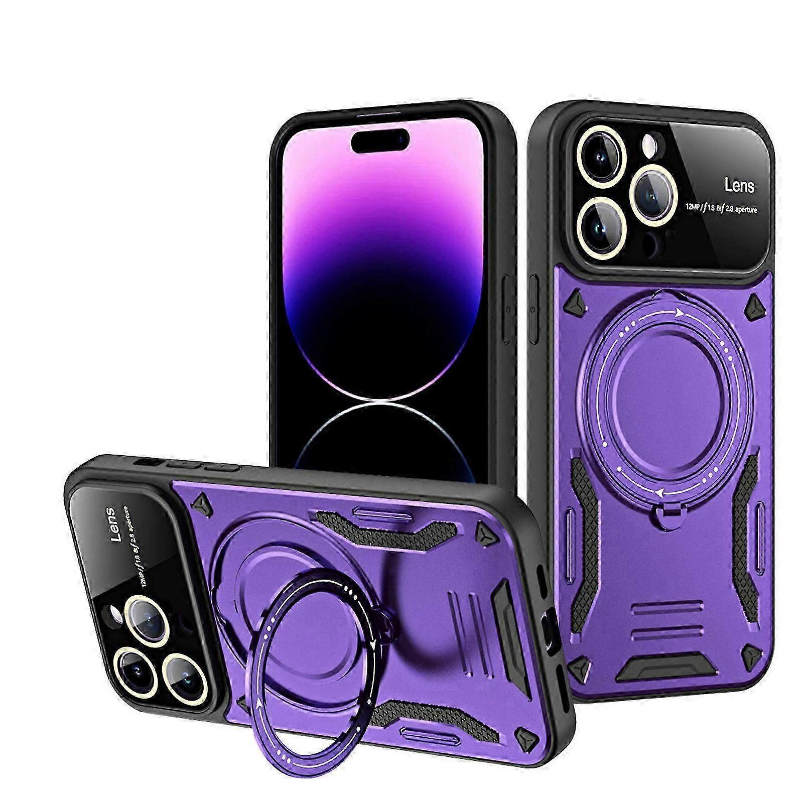 for iPhone 15 Pro Max/15 Ultra 6.7 Magnetic Case with Ring Stand, [360 Rotating Invisible Kickstand] [Compatible with Magsafe] TPU+PC Protective Cover