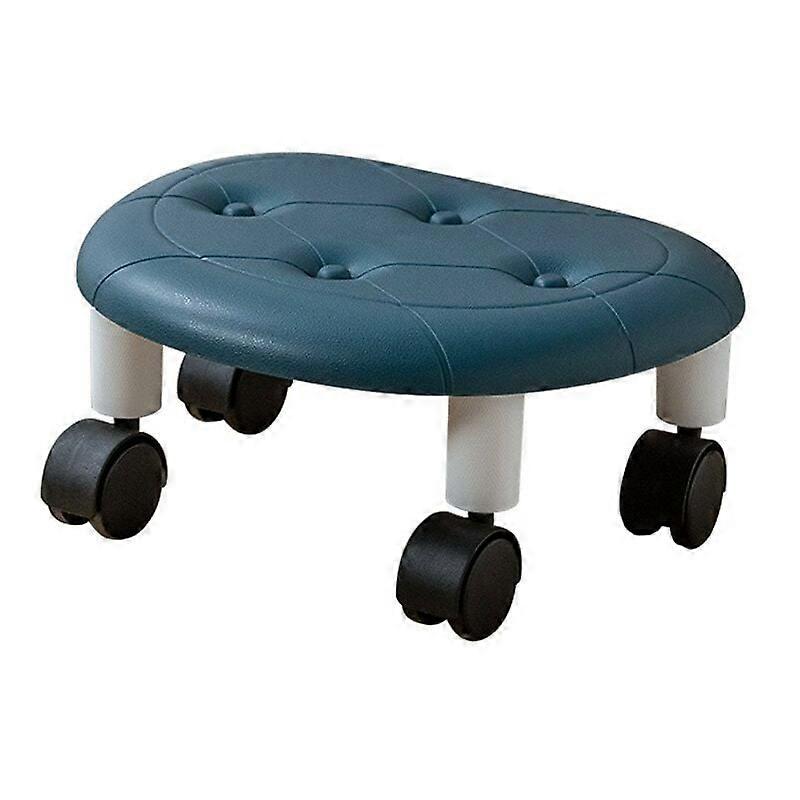 Round work stool with adjustable wheels and 360° rotation - Blue