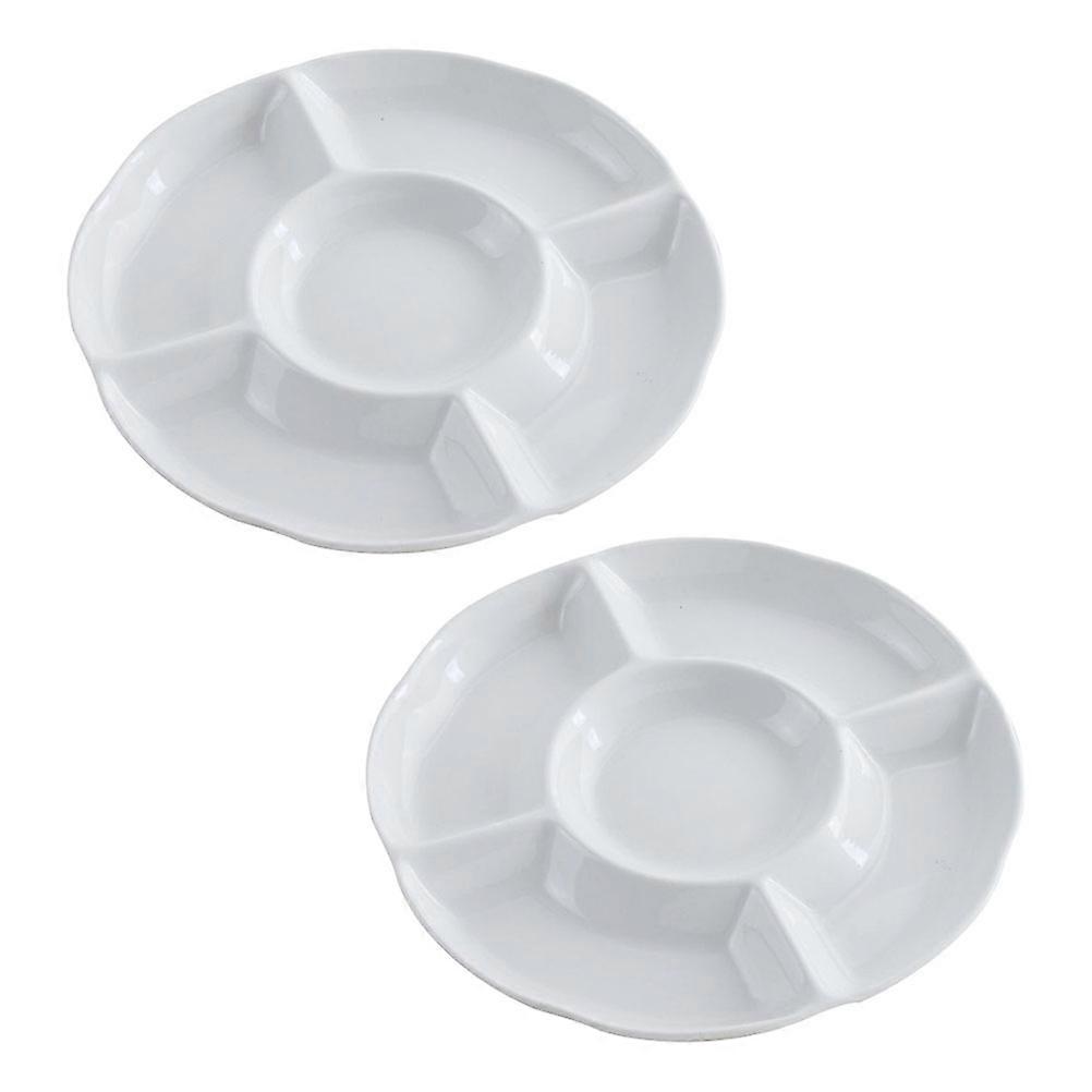 2pcs Snack Platter Imitation Porcelain Tableware Divided Plate
