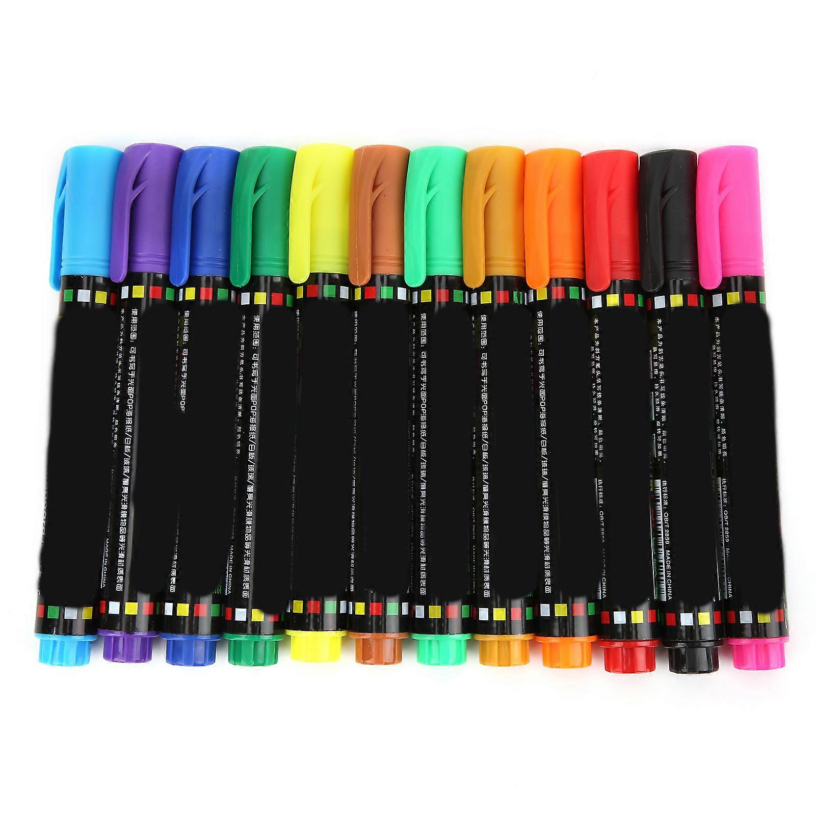 12Pcs Whiteboard Pen Multifunctional Colorful Fast Drying Painting Marker for Graffiti Writing
