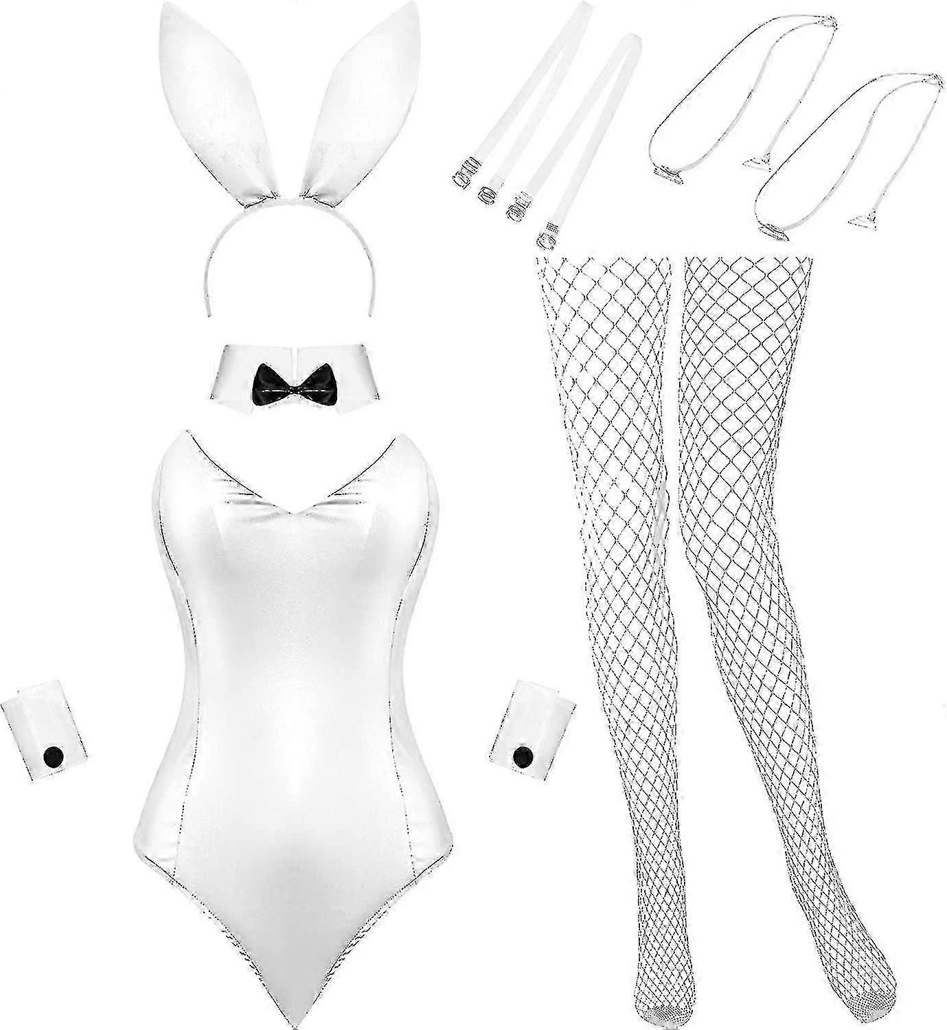 أرنب زي النساء الملابس الداخلية وذيول bodysuit لعب دور الزي الأرنب مجموعة لجميع الهالوين زي عيد الميلاد زي تأثيري حزب (x-large)zz