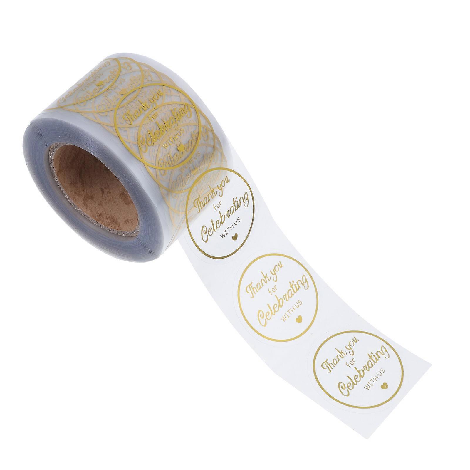 DIY Handmade Craft Projects Sealing Sticker Thanks Themed Golden 7x7cm 1 Roll