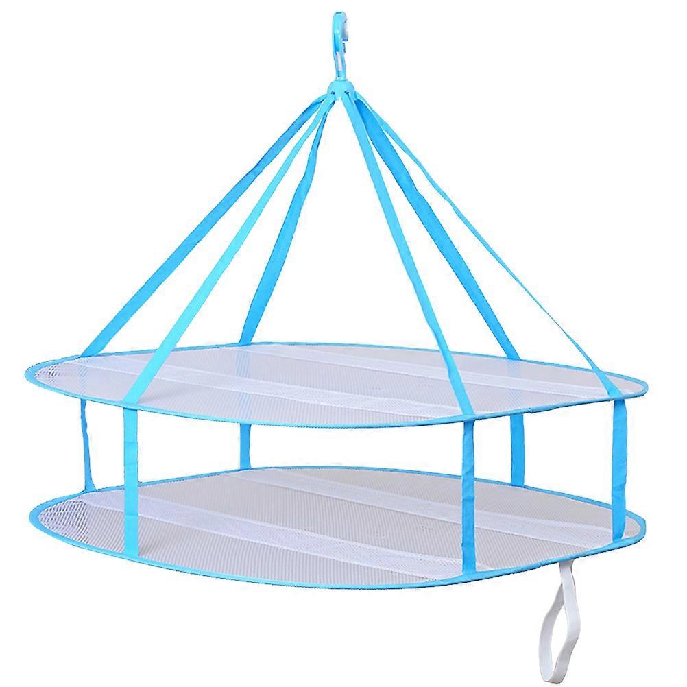 Folding Clothes Drying Net Double Tier Mesh Construction For Underwears Baby Garments Indoor Use 78.00X61.00X17.00CM Quick Drying 1Set
