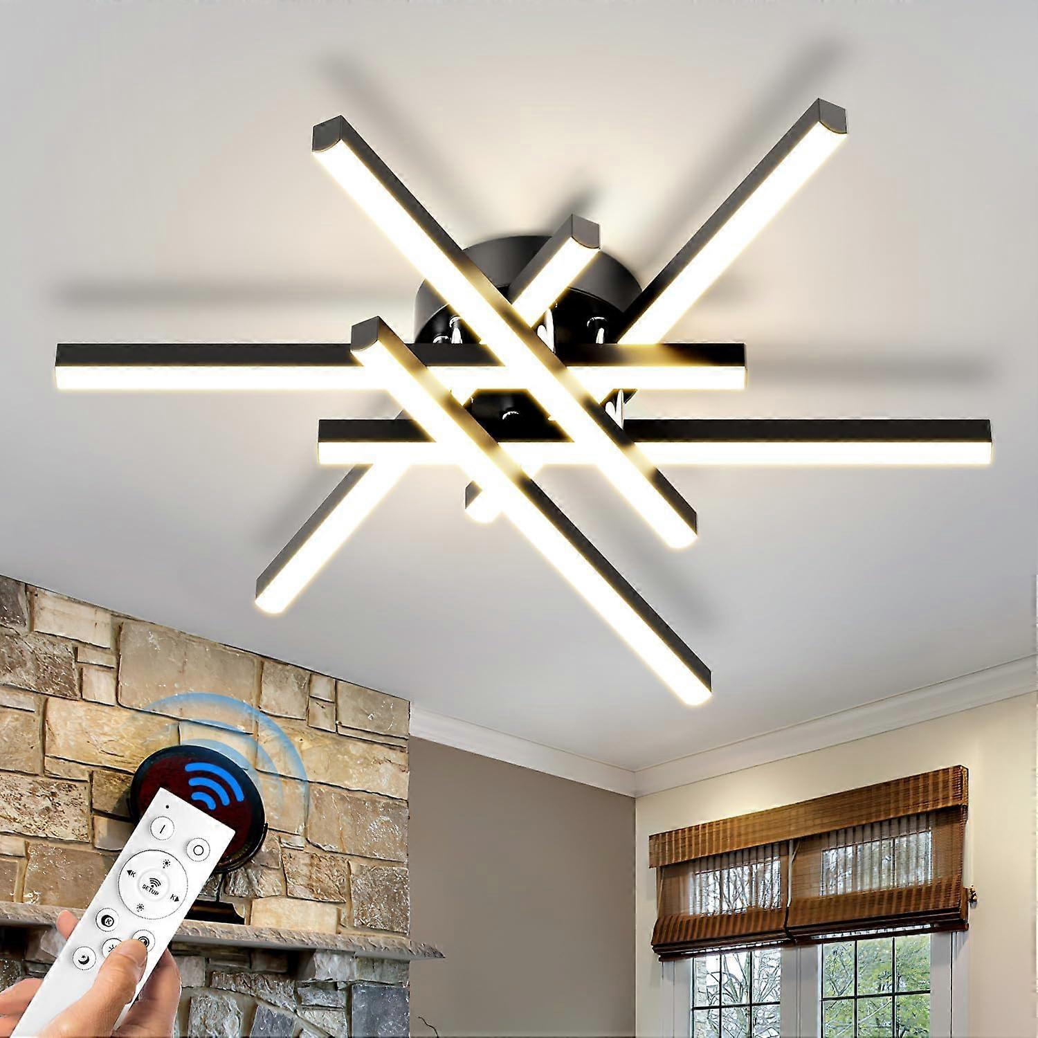 Linear Ceiling Light (Tri-color Remote Control Adjustable) Black 6-Prong
