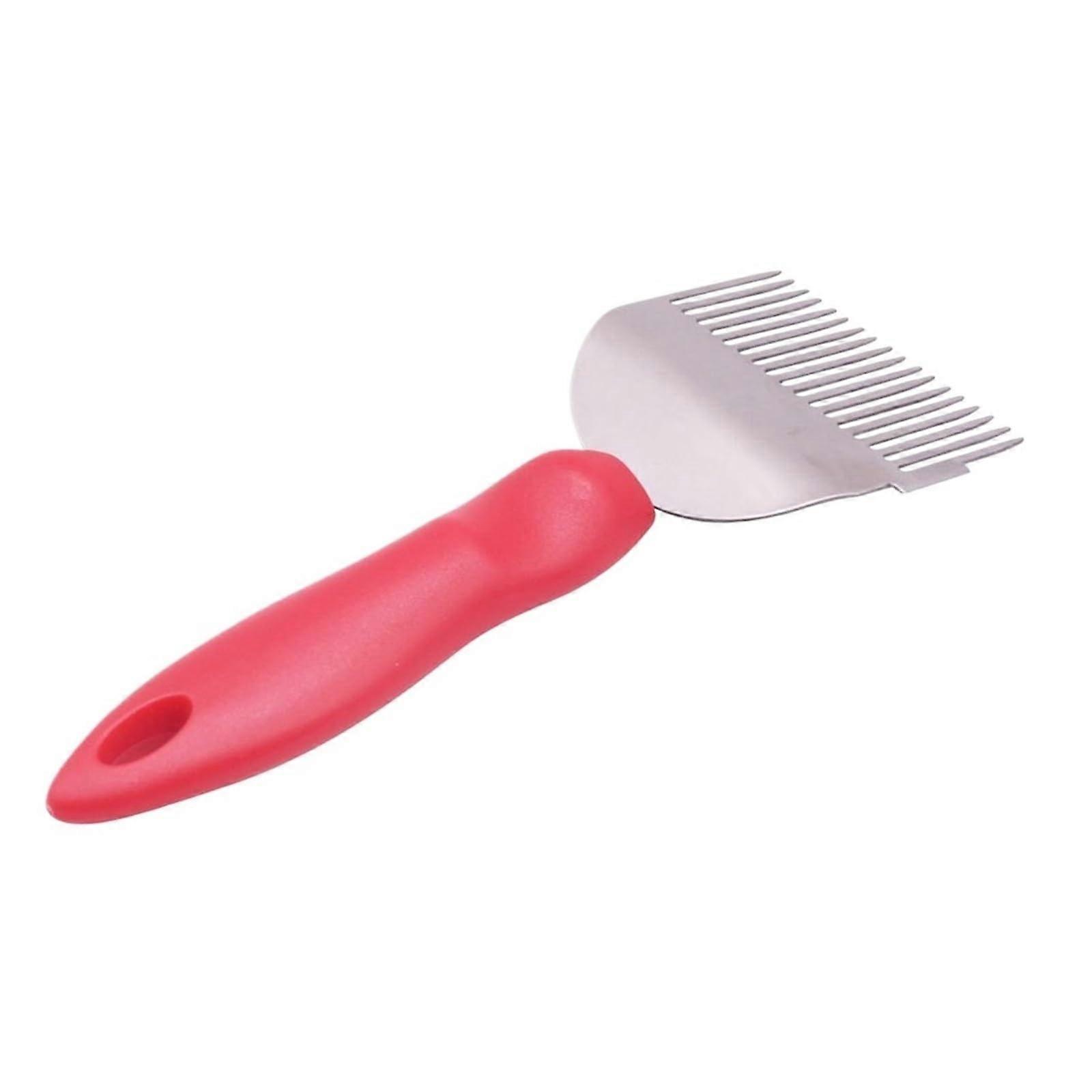 10 pieces uncapping forks with plastic handles, multicut honey forks, stainless steel (red)