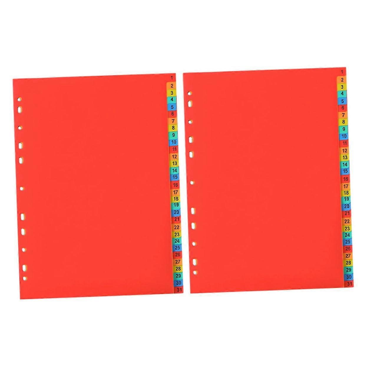 2 Sets File Divider Feeder A4 Divider Classification Page Divider Divider Glockenspiel and Index Pages Document Folder Divider Number Divider PVC Red