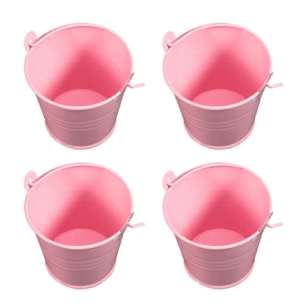 4pcs Iron Bucket with Handle Portable Flower Storage for Balcony, Mini Planters for Succulents, Organizing Crafts and Trinkets