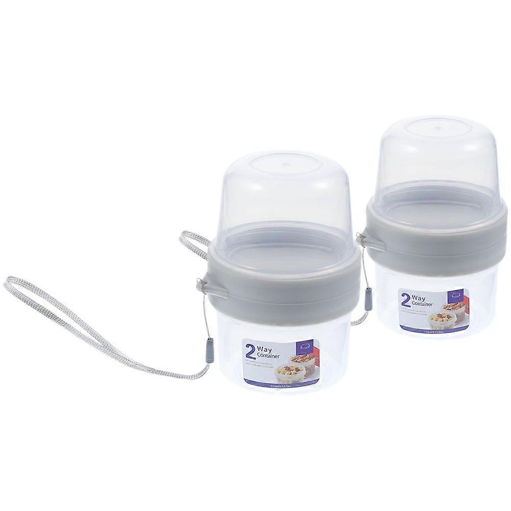 2 Sets Breakfast Yogurt Cups Portable Double Layer for Cereal and Milk Container