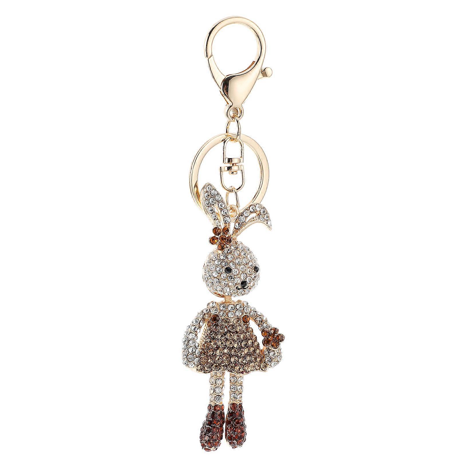 Rabbit Keychain Coffee Color 14.40x3.40x2.00CM Cute Fashion Accessory For Backpacks Children