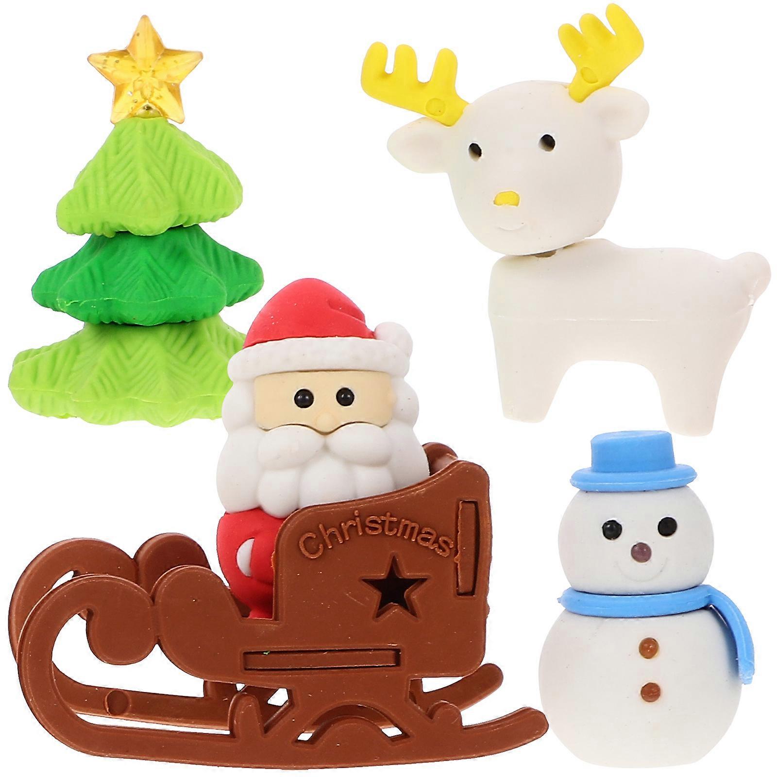 Christmas School Eraser in Assorted Colors Made of Rubber for Wiping Use Suitable for Students Portable and Creative Gift