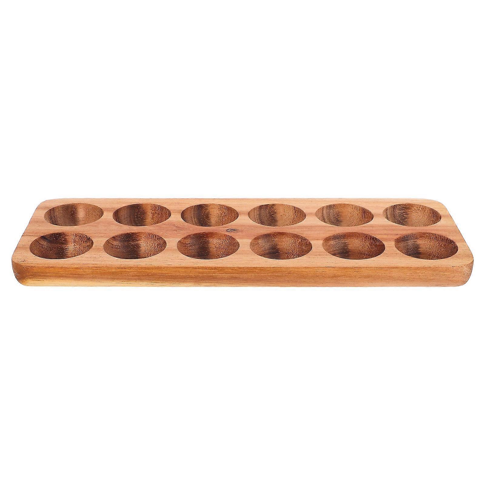 Rustic Acacia Wood Egg Holder Tray – , Resistant Egg Storage Organizer for Kitchen Countertop & Refrigerator