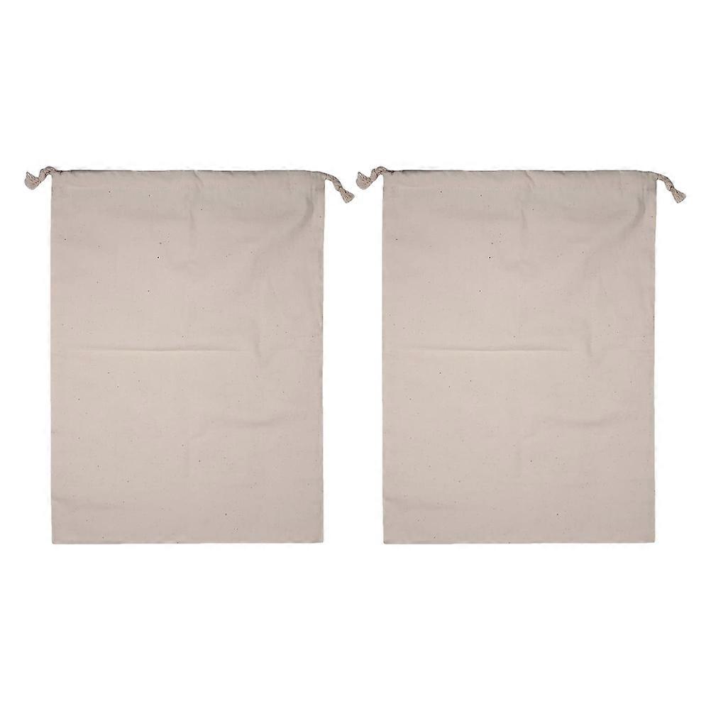 Draw String Laundry Bag Cotton Rectangular Home Laundry Travel Use Storage 28.00X22.00X0.50cm 2Pcs