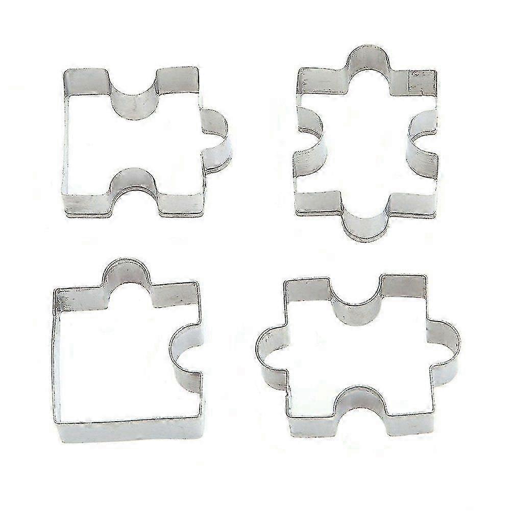 الفولاذ المقاوم للصدأ أقراص سكرية بسكويت كوكي القاطع كعكة كوكي القاطع لغز العفن 4 قطع فضي SZRH AJ