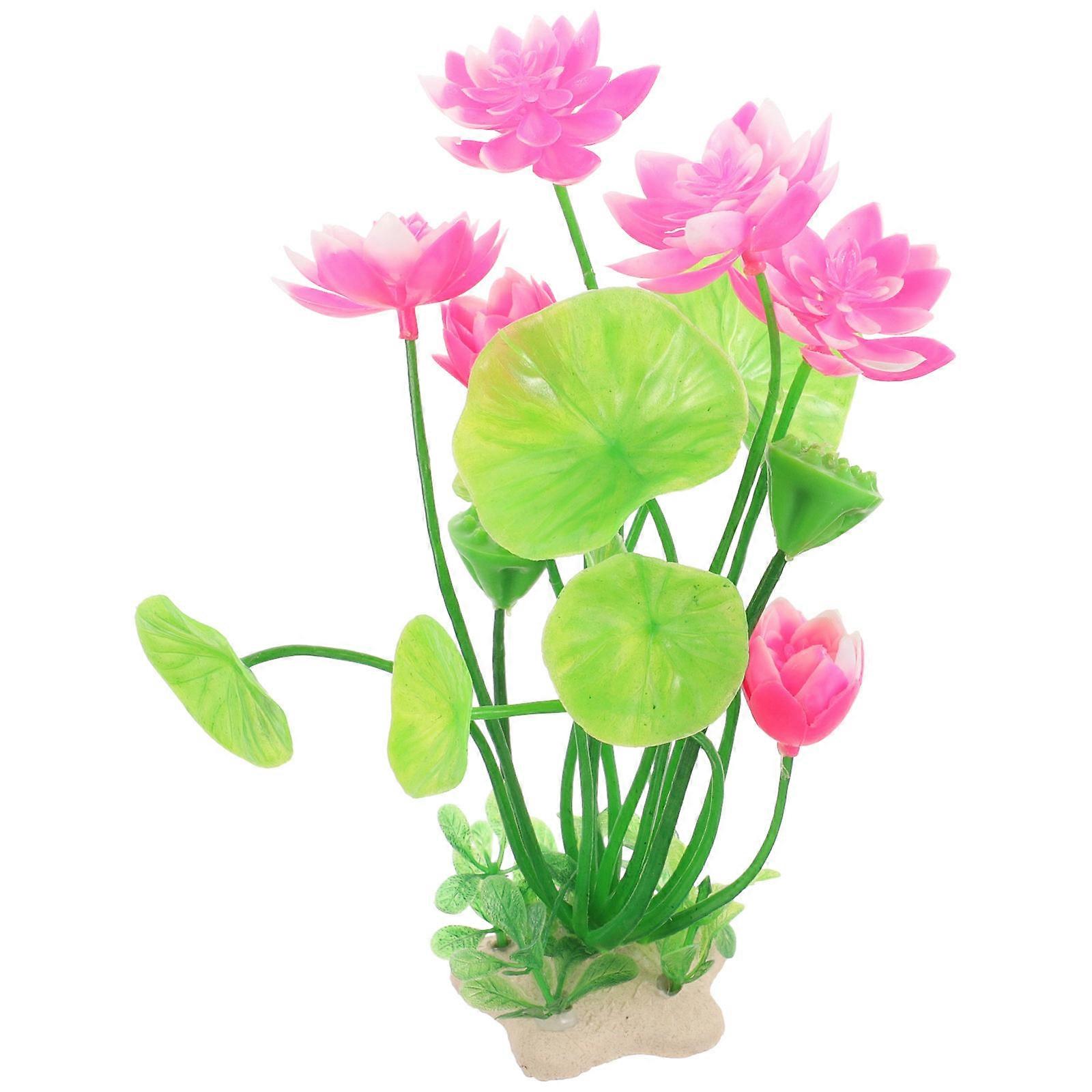 Pink Artificial Lotus for Fish Tank Decor Plastic Aquarium Plants for Vivid Natural Look 4.7 Inches