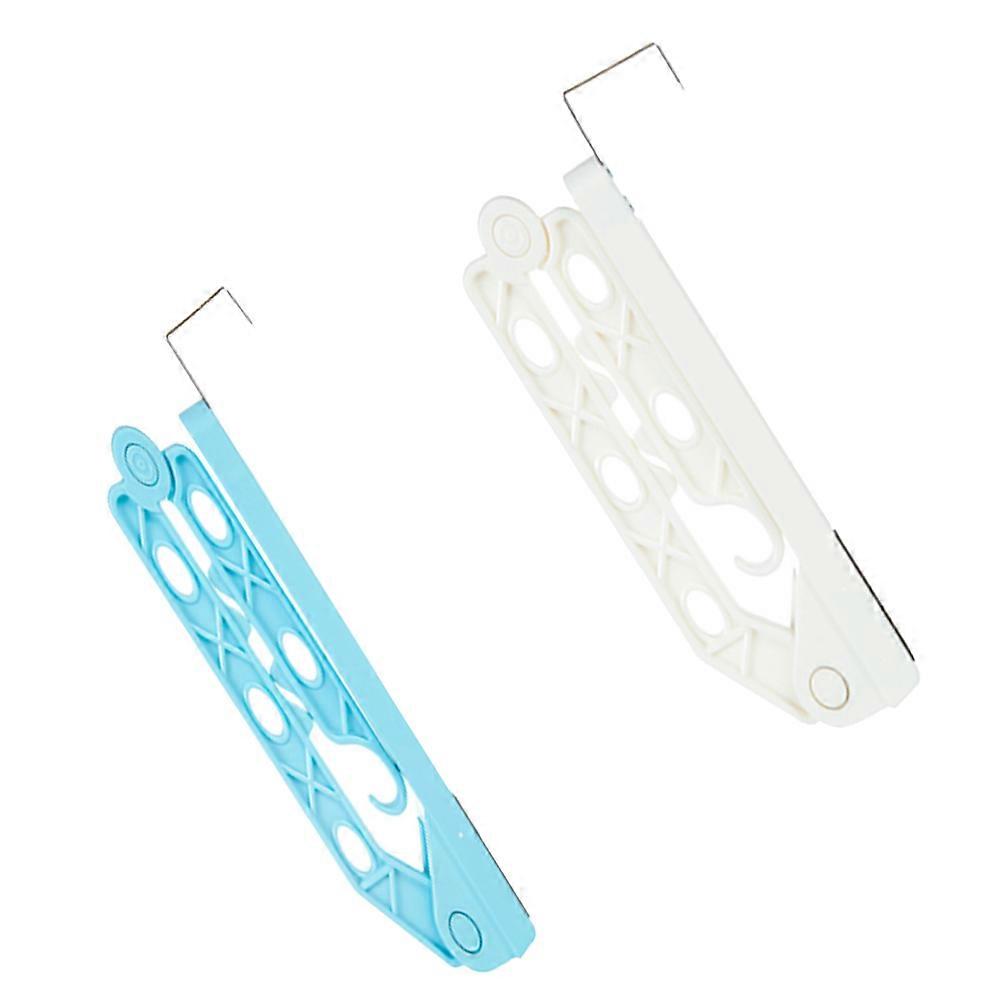 6 Holes Foldable Clothes Drying Rack Portable Plastic Hanger for Organizing Underwear Socks Assorted Color 2pcs