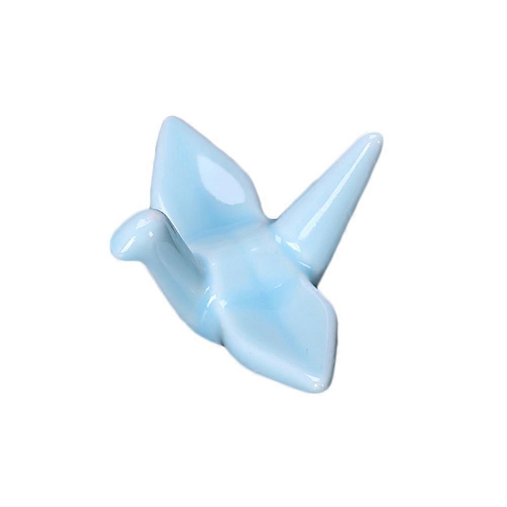 12 Pcs Blue Ceramic Paper Crane Chopsticks Rest Pillow Holder Tableware Decoration for Dining