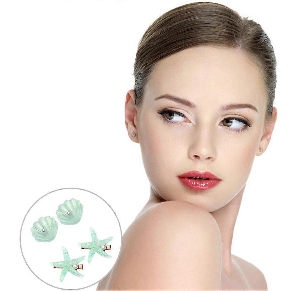 Green Plastic Mermaid Shell Clips for Decor Ideal Accessories 4 Pcs