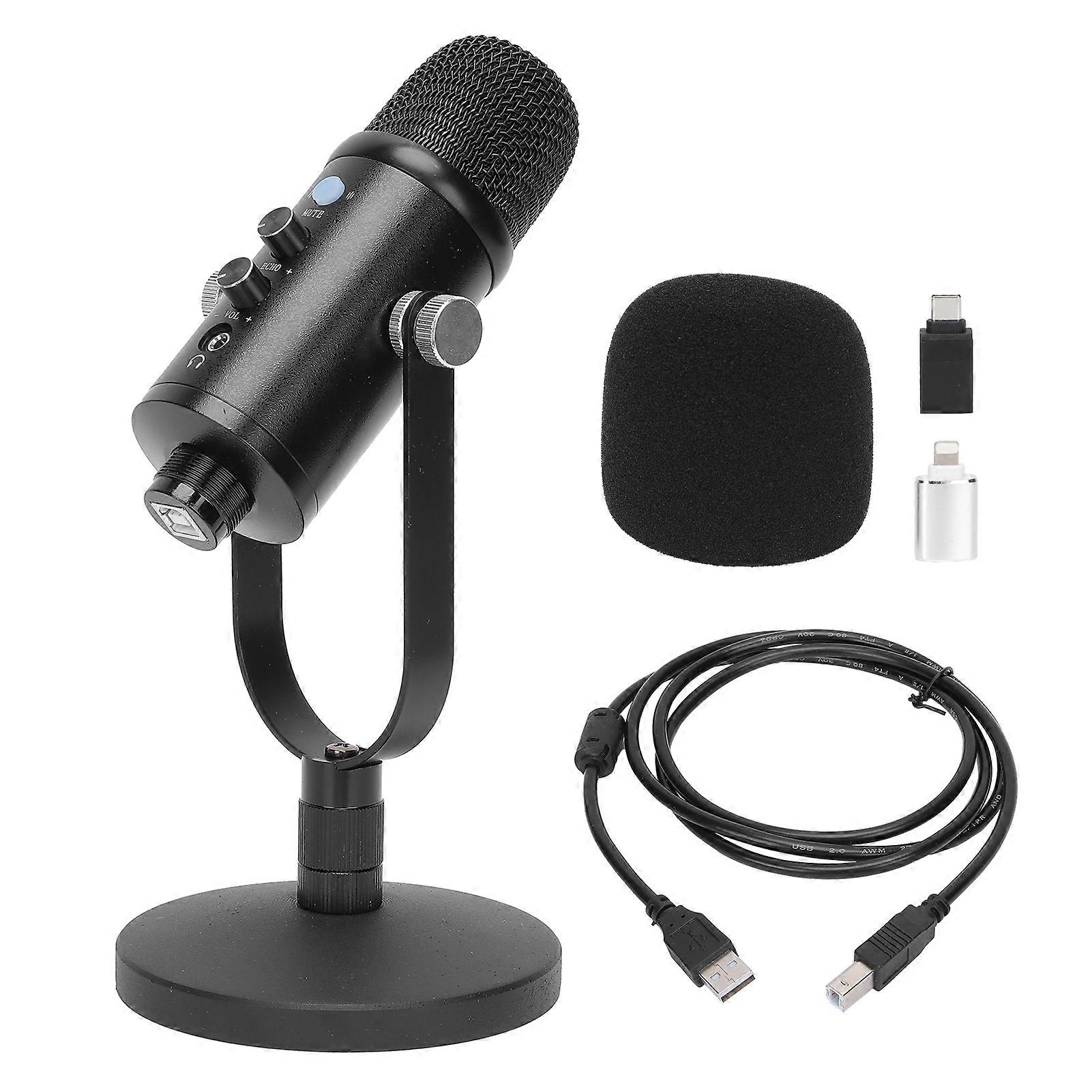 USB Condenser Microphone Recording Mic for Laptop PC Streaming Broadcast Game Device