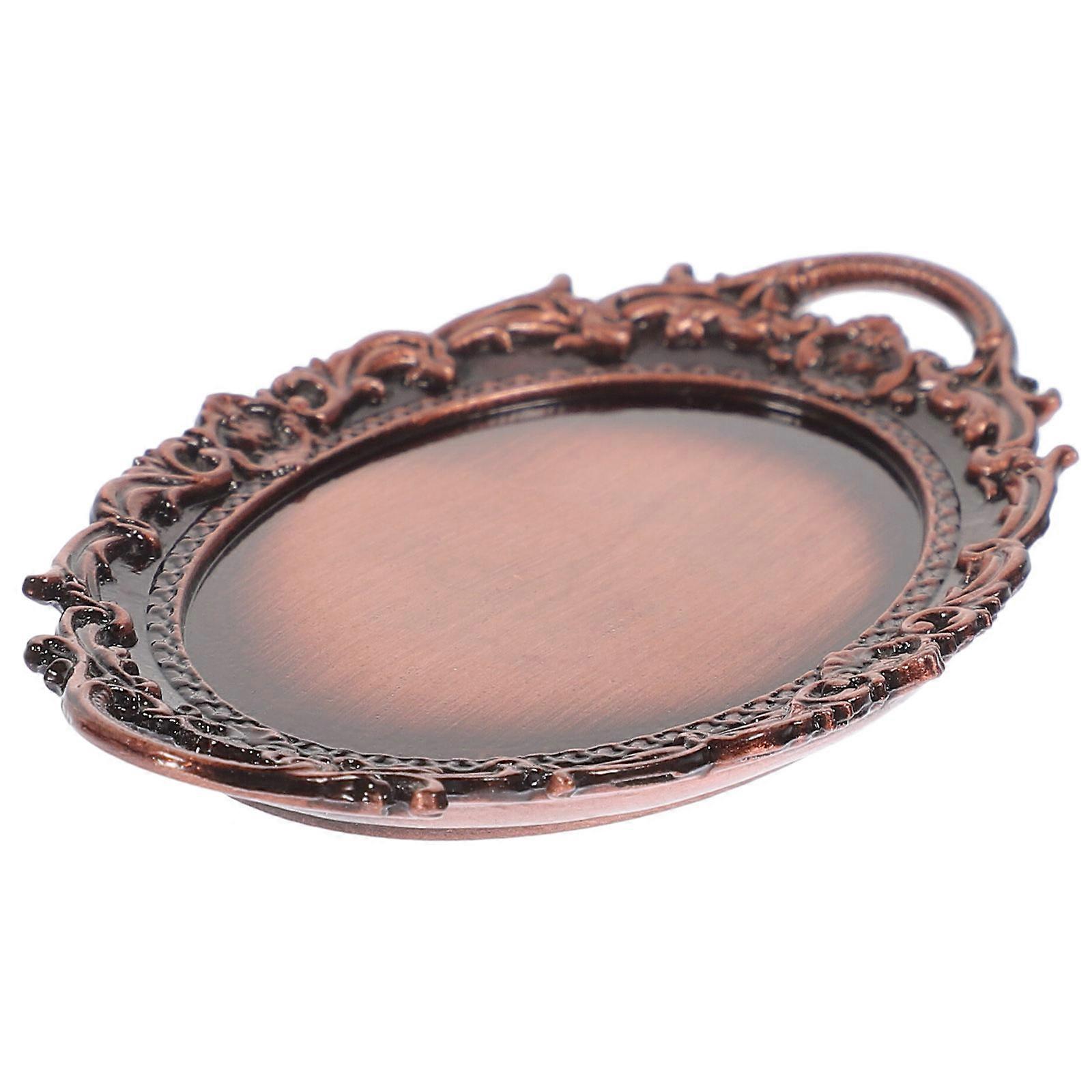 Miniature Double Handles Doll House Serving Tray for Pretend Set