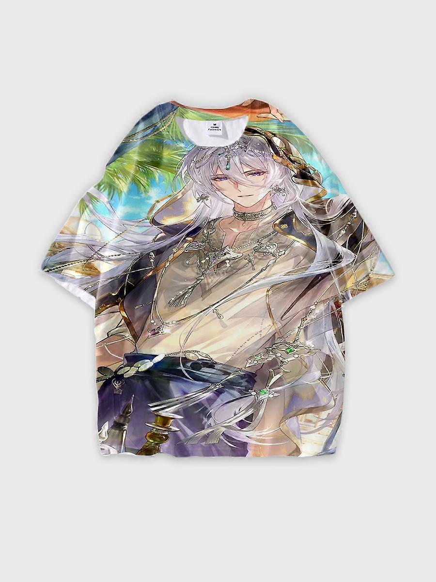 T-shirt round neck Animation Character Pattern loose short sleeve E2224