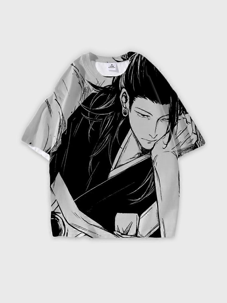 T-shirt round neck Character Pattern loose short sleeve P2451