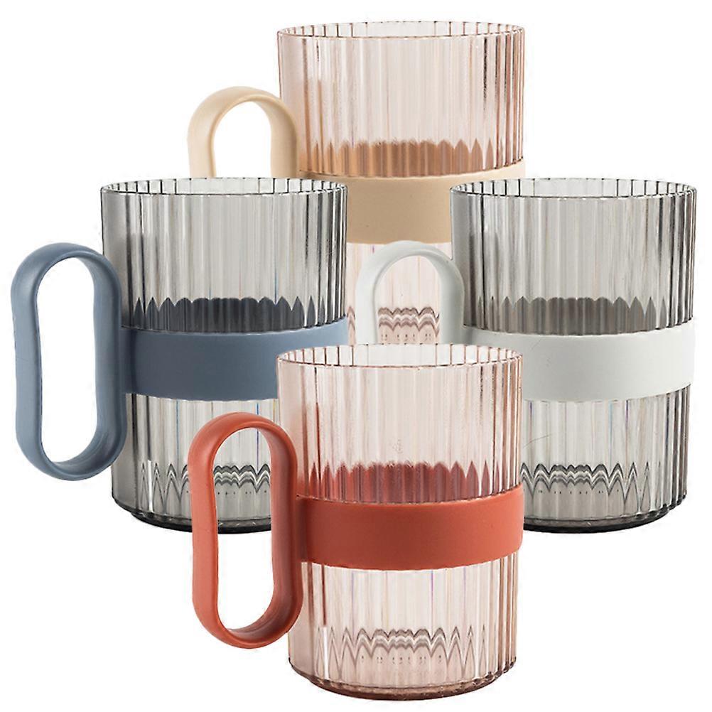 Bathroom Supplies Multi Plastic Drinking Cups with Handle 4pcs Large Capacity for Daily Use