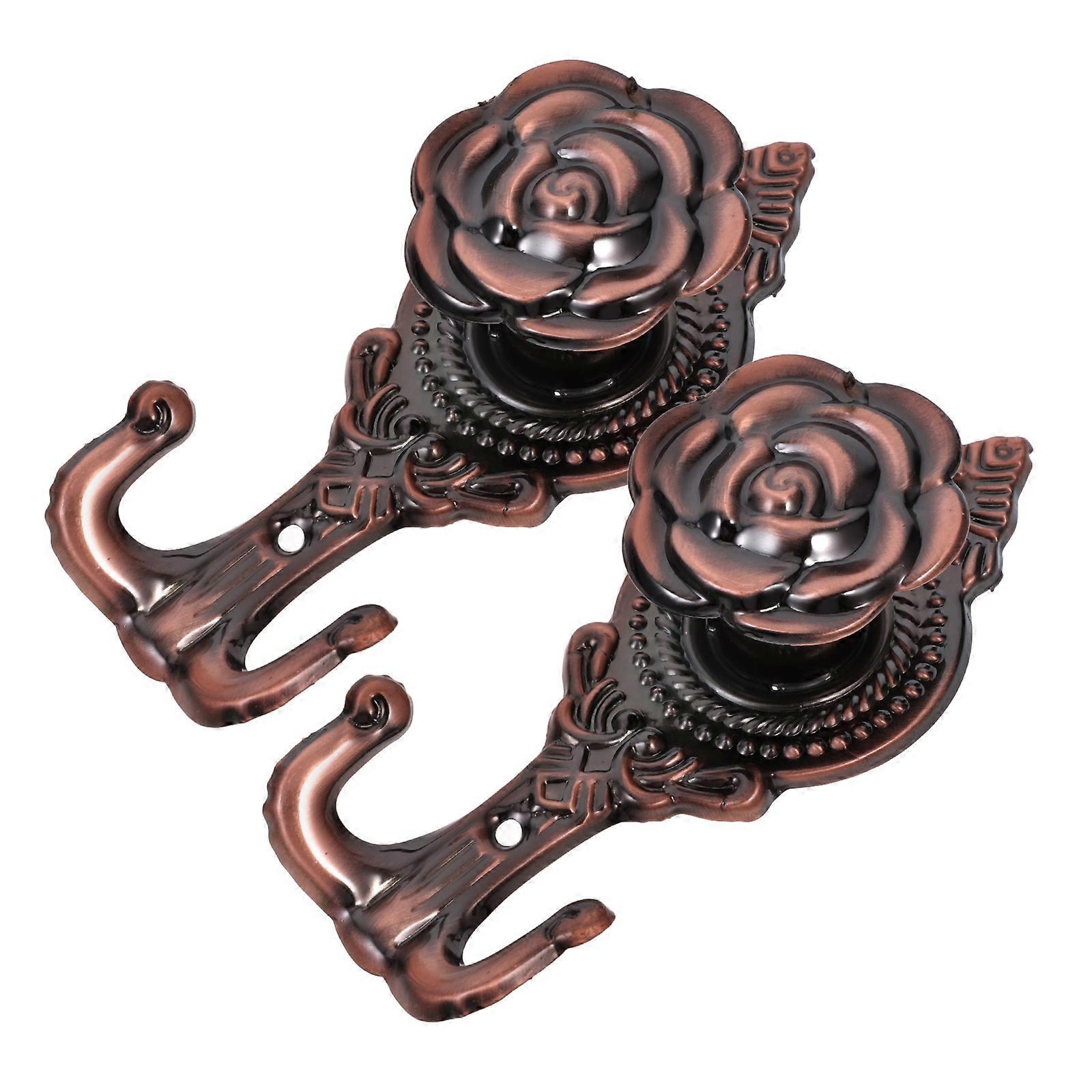 2pcs Coffee Iron Wall Hooks for Home Use Stable and Rose Shaped Hook