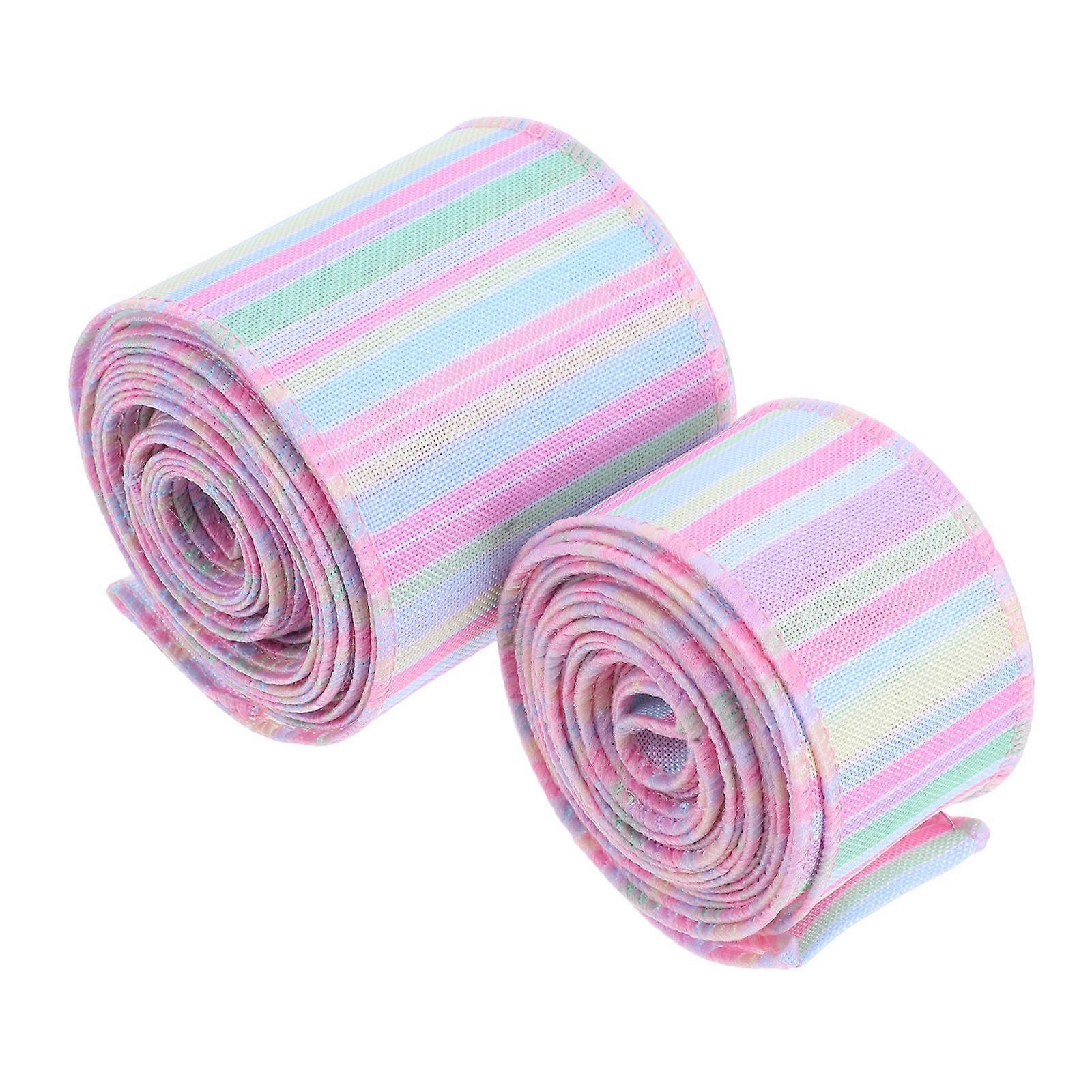 2 Rolls Easter Burlap Ribbon with Wired Edge for Present Wrapping Crafting and Easter Wreath Decorations
