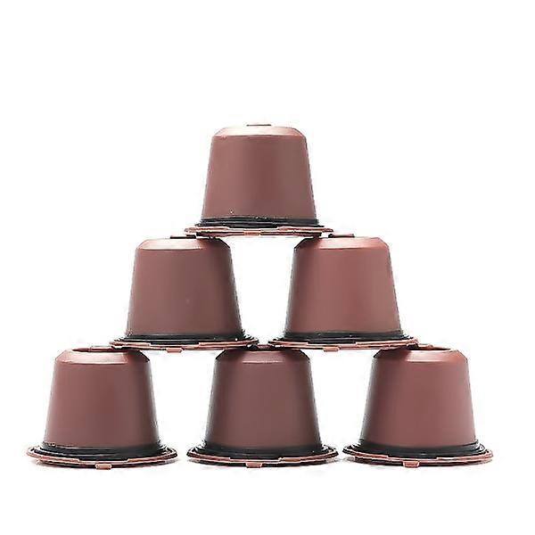 6pcs reusable Nespresso coffee capsules with spoon and brush brown