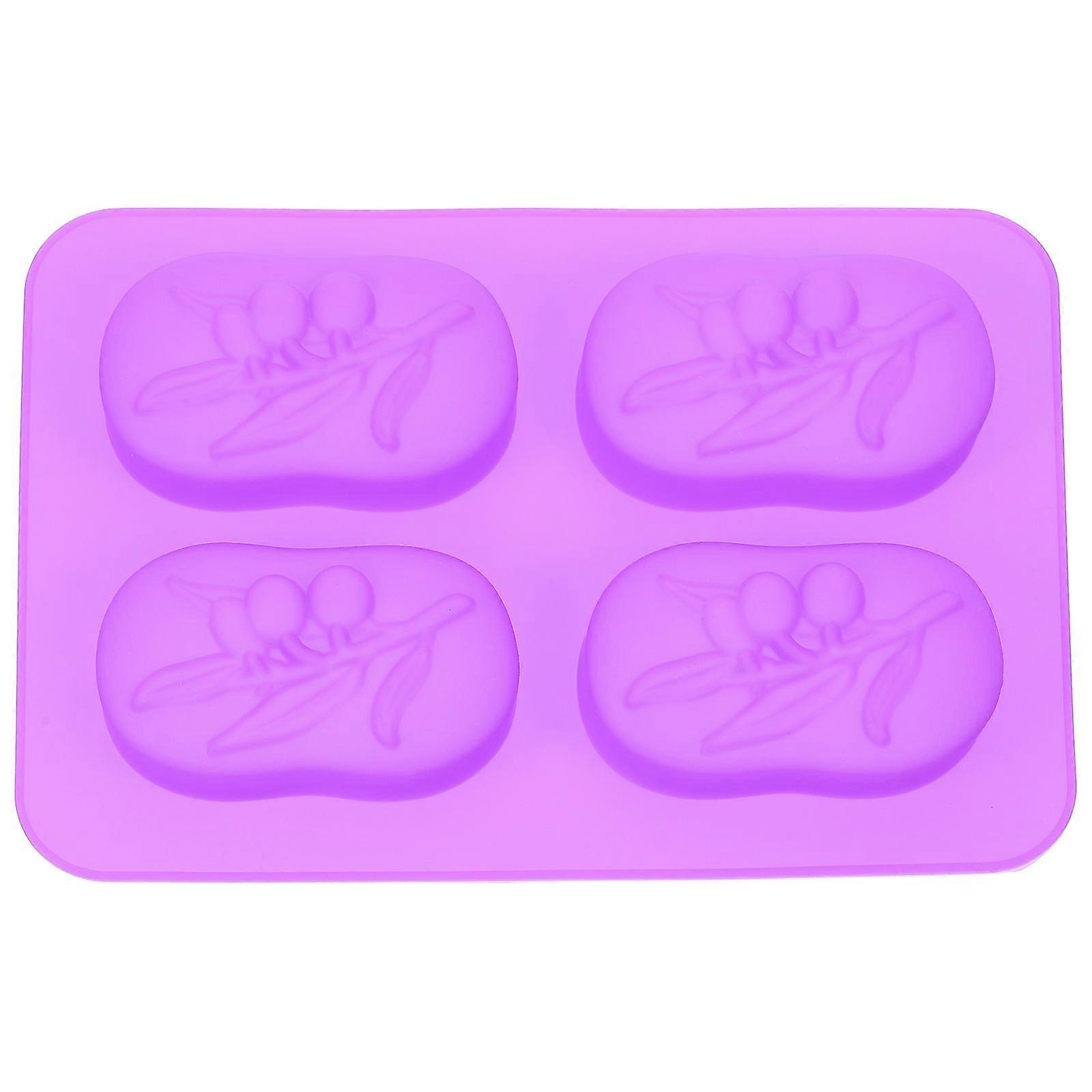 Silicone Mold For Soap Diy Crafts Household Decor Olive Tree Shape Purple 20x15x2Cm Soap Making 1Pc