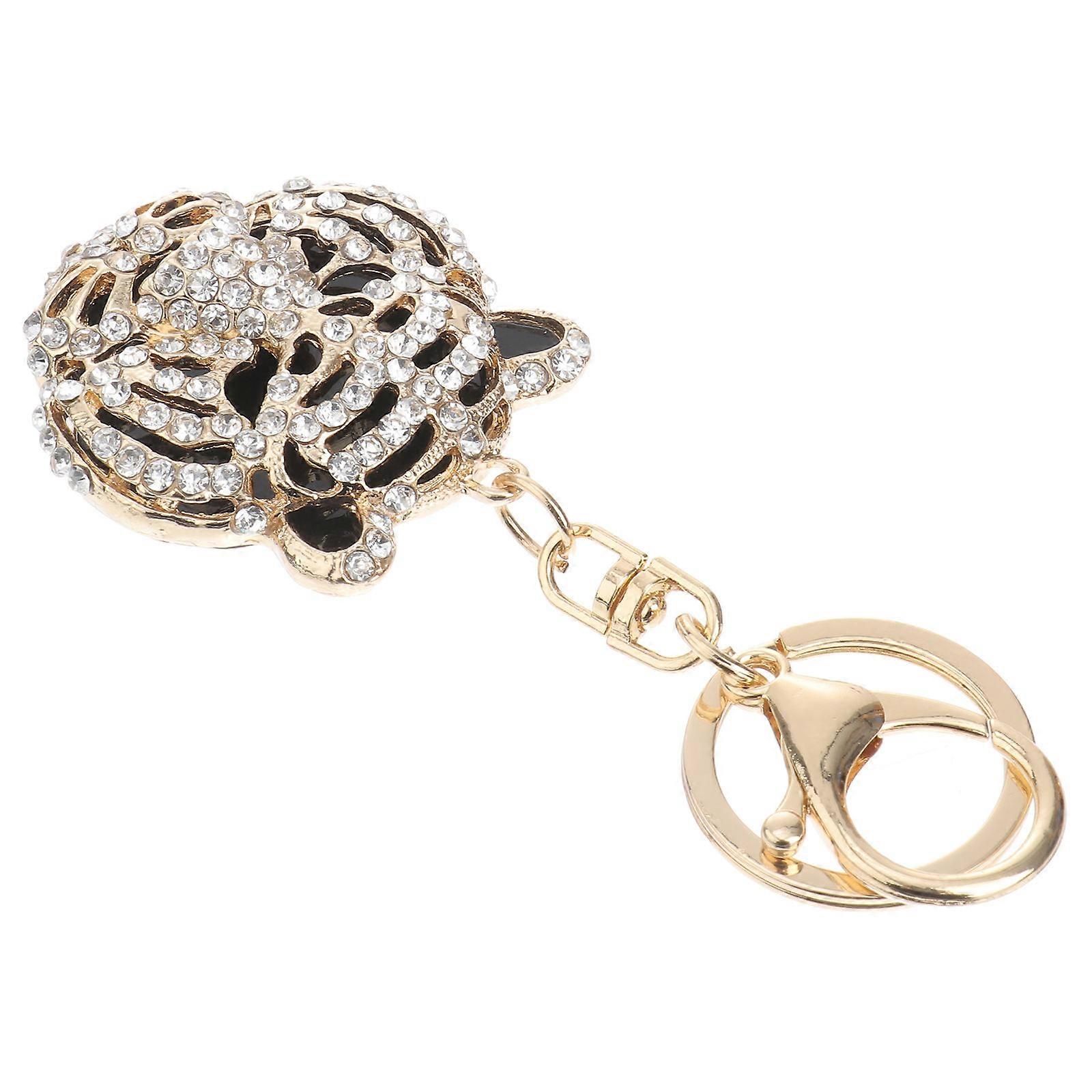 Metal Keychain Tiger Head Shaped Pendant for Decor 11X5X4.5CM Golden Zinc Alloy Key Ornament 1Pack