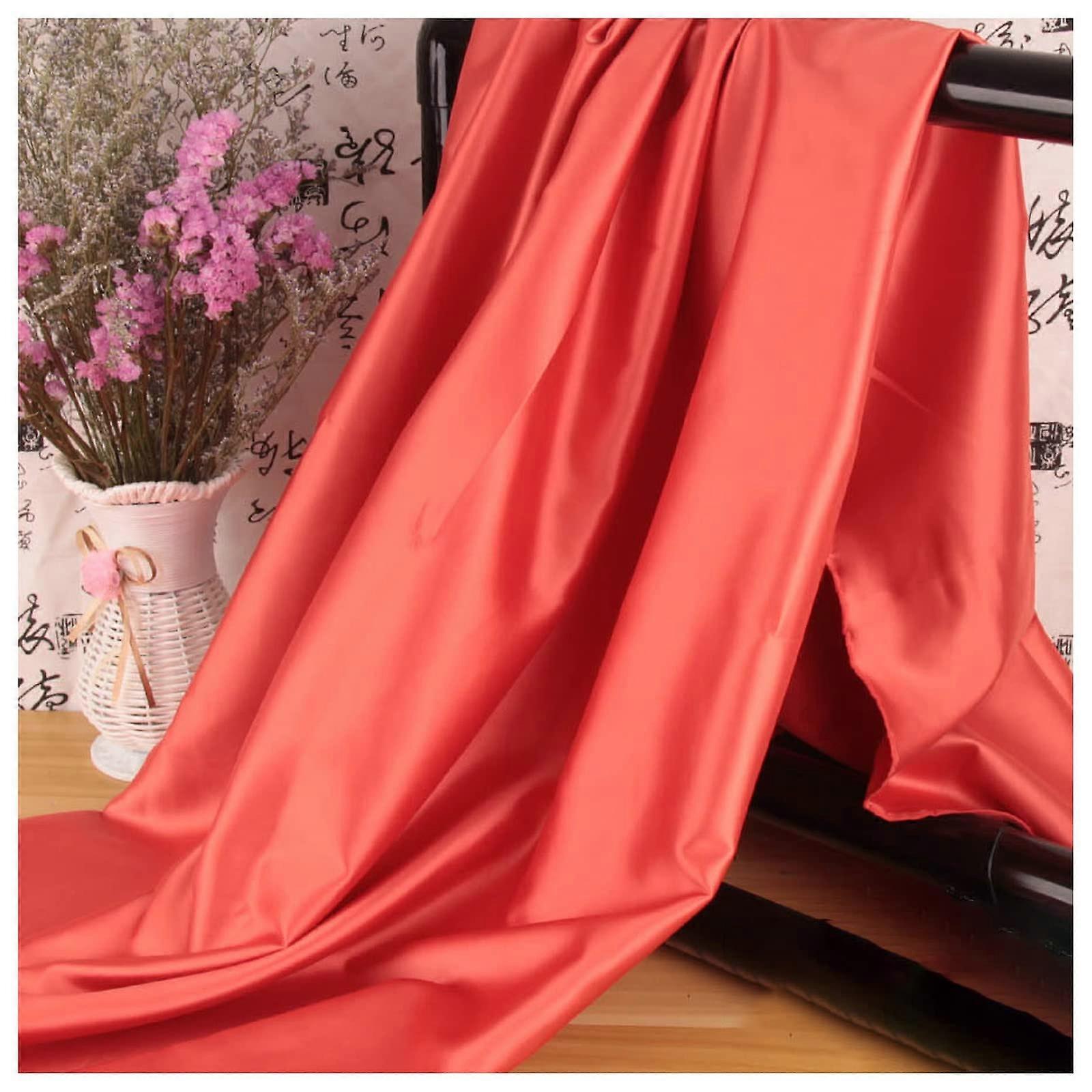 Satin fabric by the meter density satin fabric 150cm wide for handmade clothing (Color: Watermelon red)