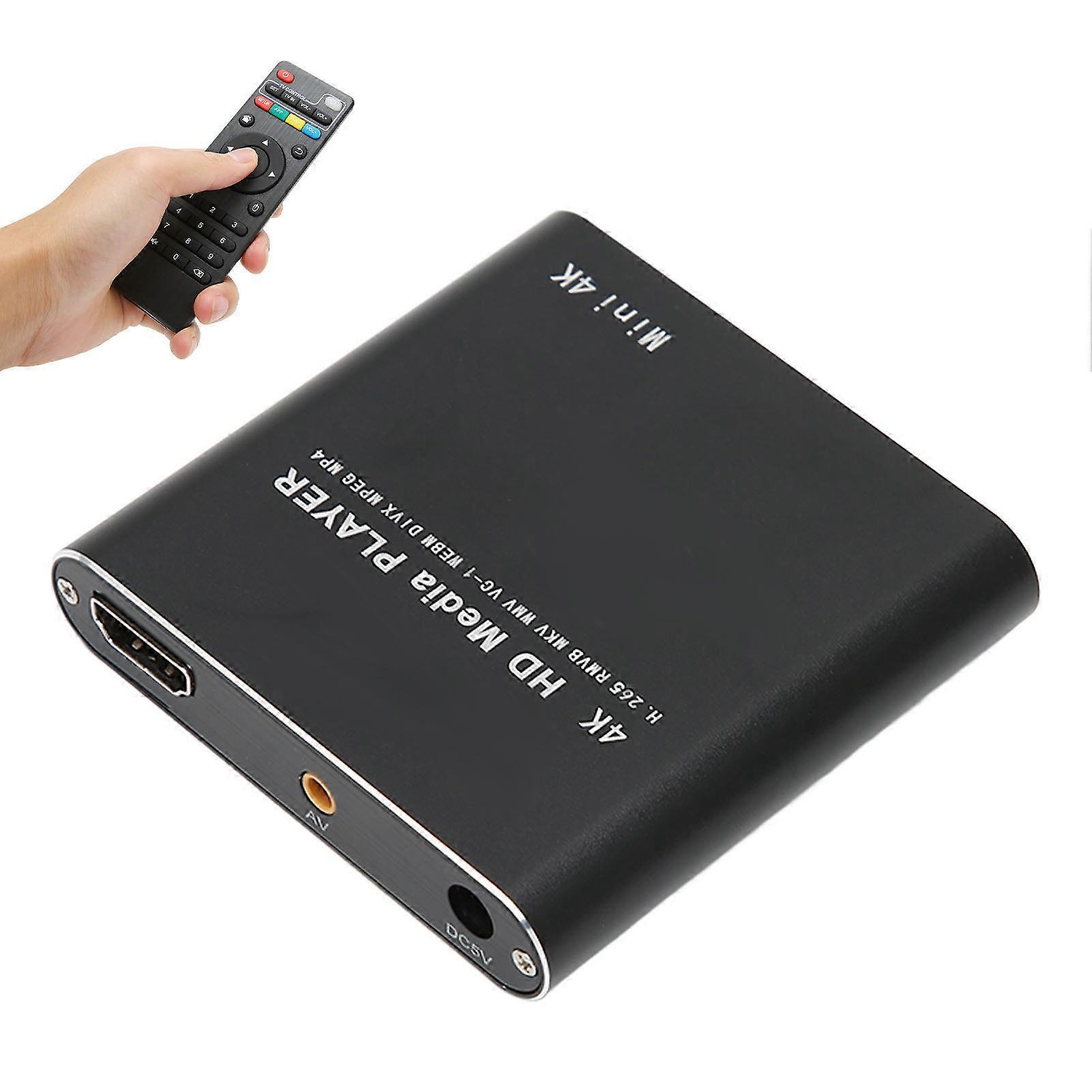 HD Video Player 4K High Resolution Mini Streaming Media Player for HD Multimedia Interface AV USB Storage Cards 100‑240V EU Plug 