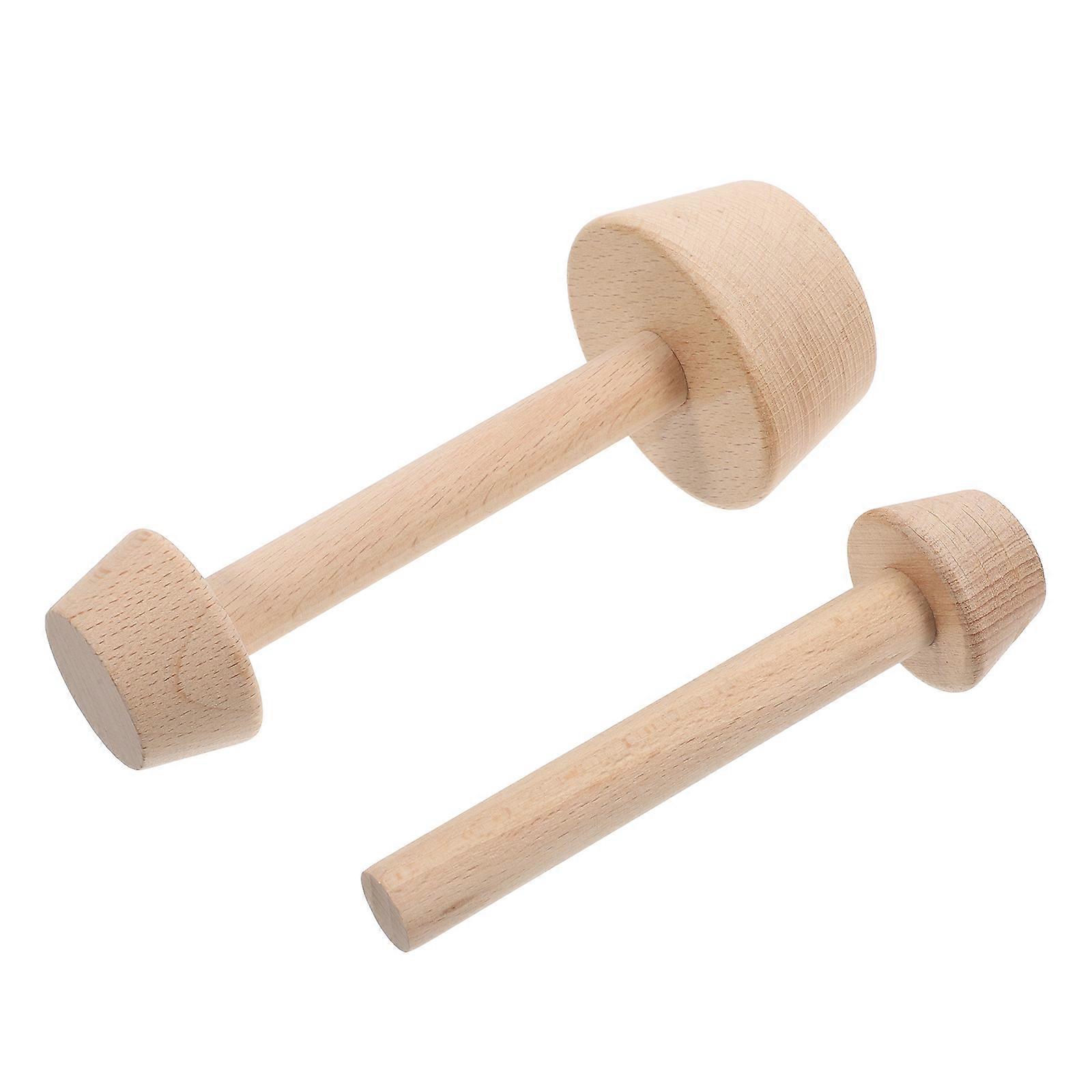 Wooden Double Ends Tamper for Baking Tools Create Uniform Egg Tarts 2 Pcs Beige