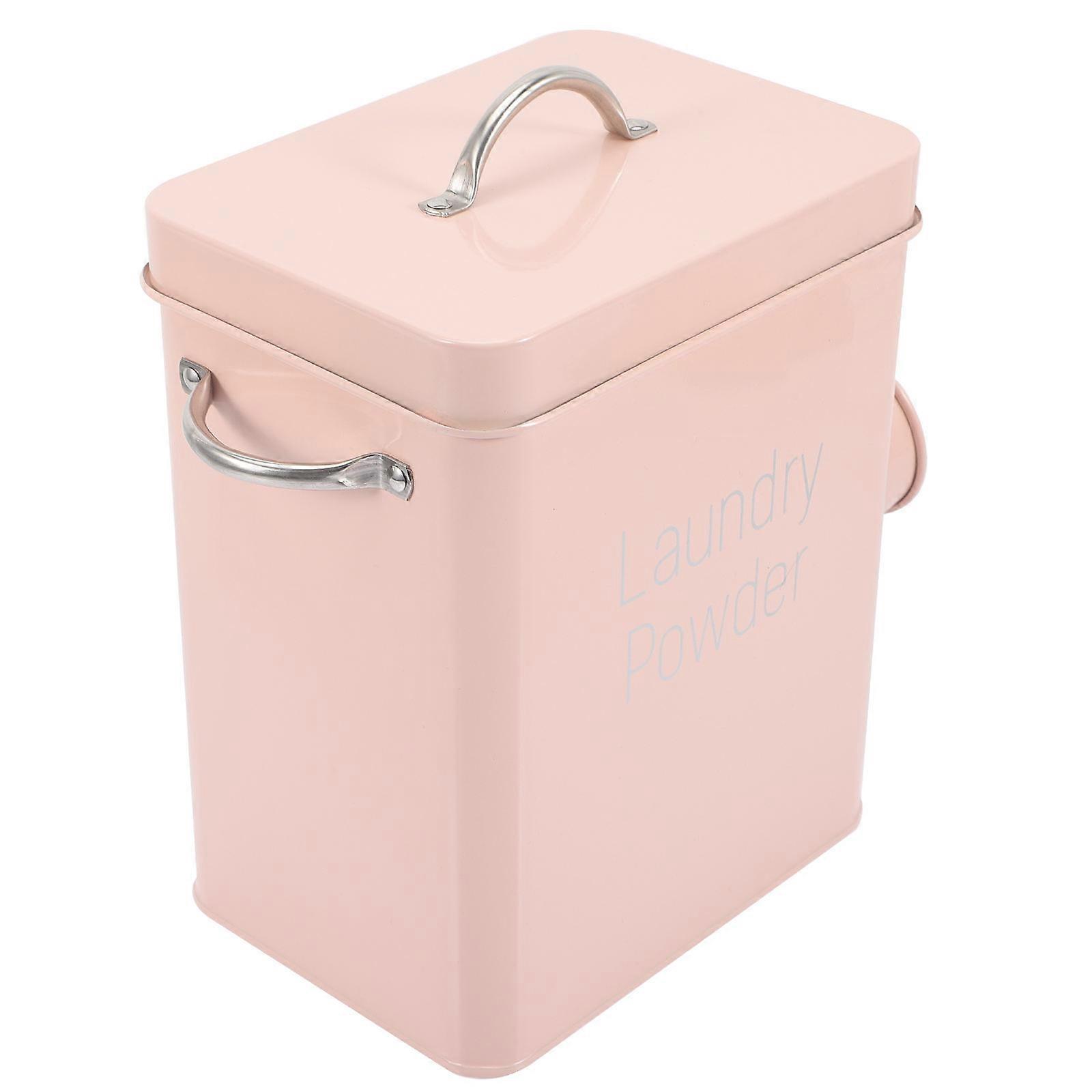 Laundry Soap Powder Container Storage Box For Home Use Pink Moisture-Proof 1Pack