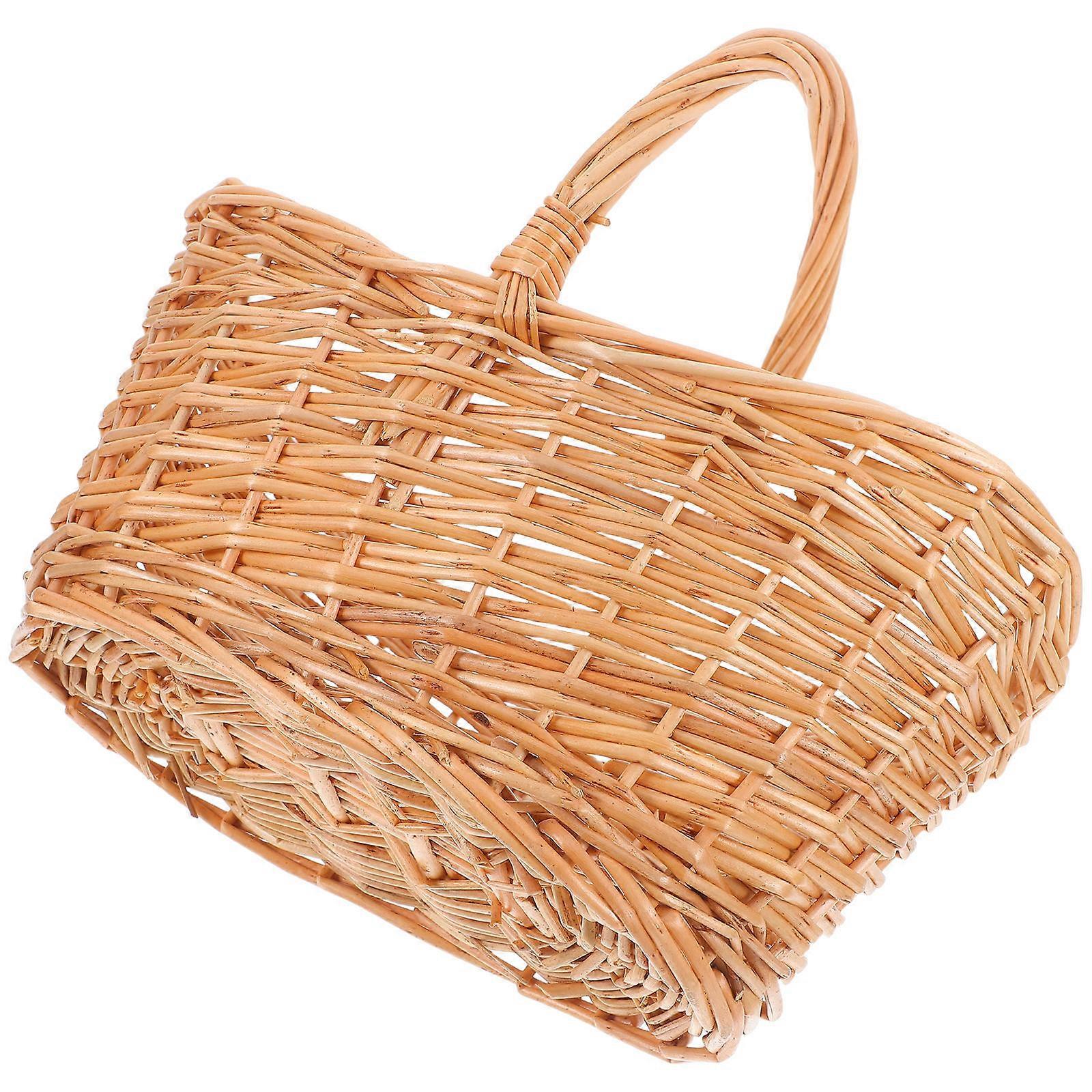 Practical Willow Containers With Handle, Large Capacity For Food And Daily Items