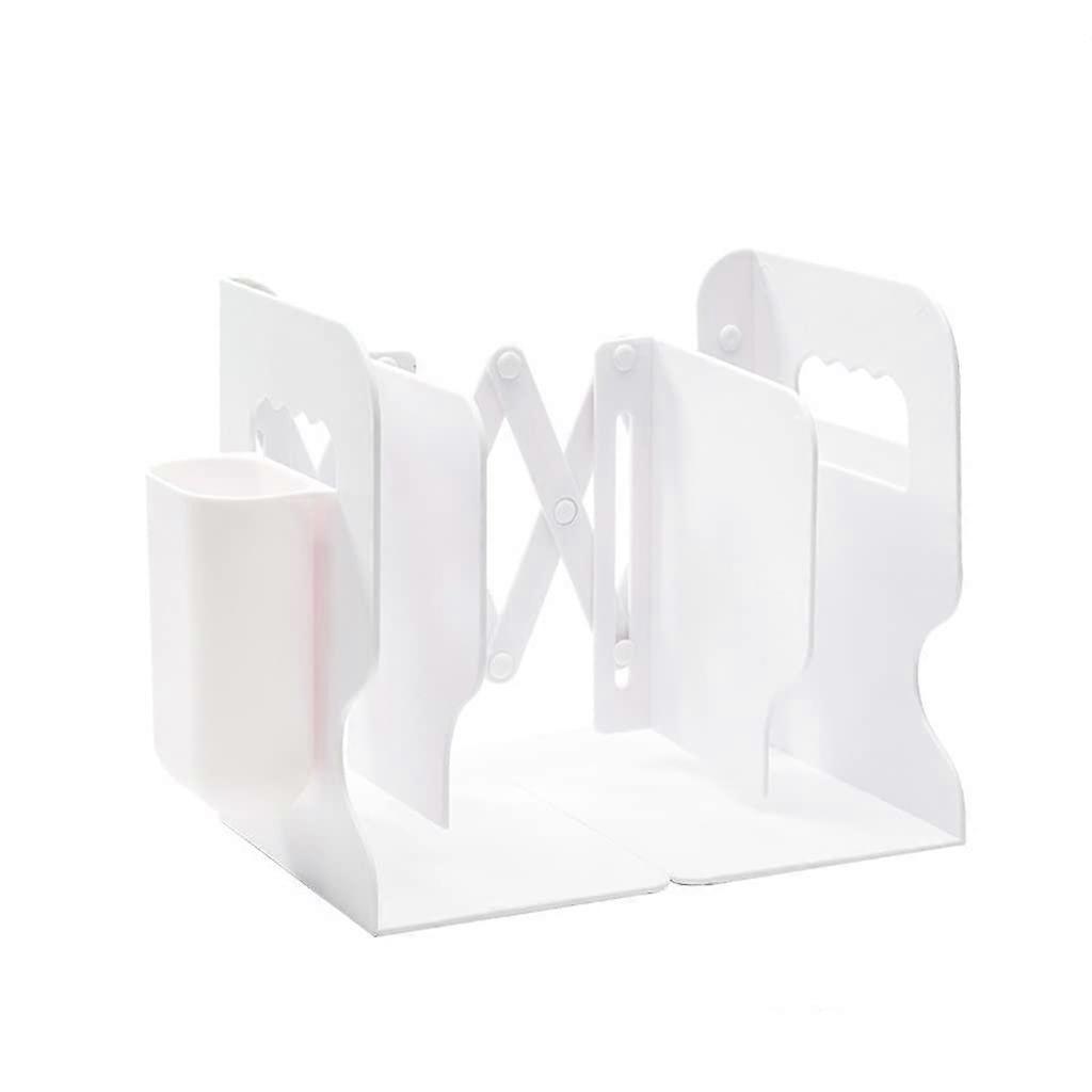 Bookends, Adjustable Bookends with Pen Holder, Retractable Shelf Book Stand, Desk Organizer for Office Use, Decorative Book Support